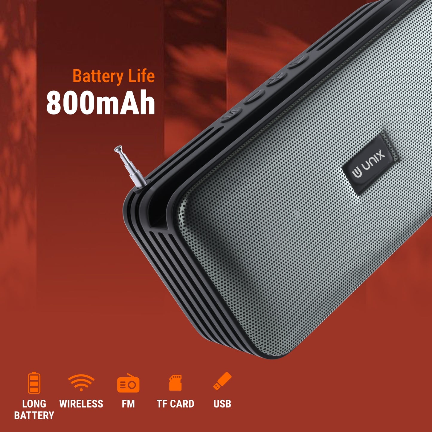 Unix XB-U33 Rock & Roll Portable Wireless Speaker - Enjoy Music On-the-Go