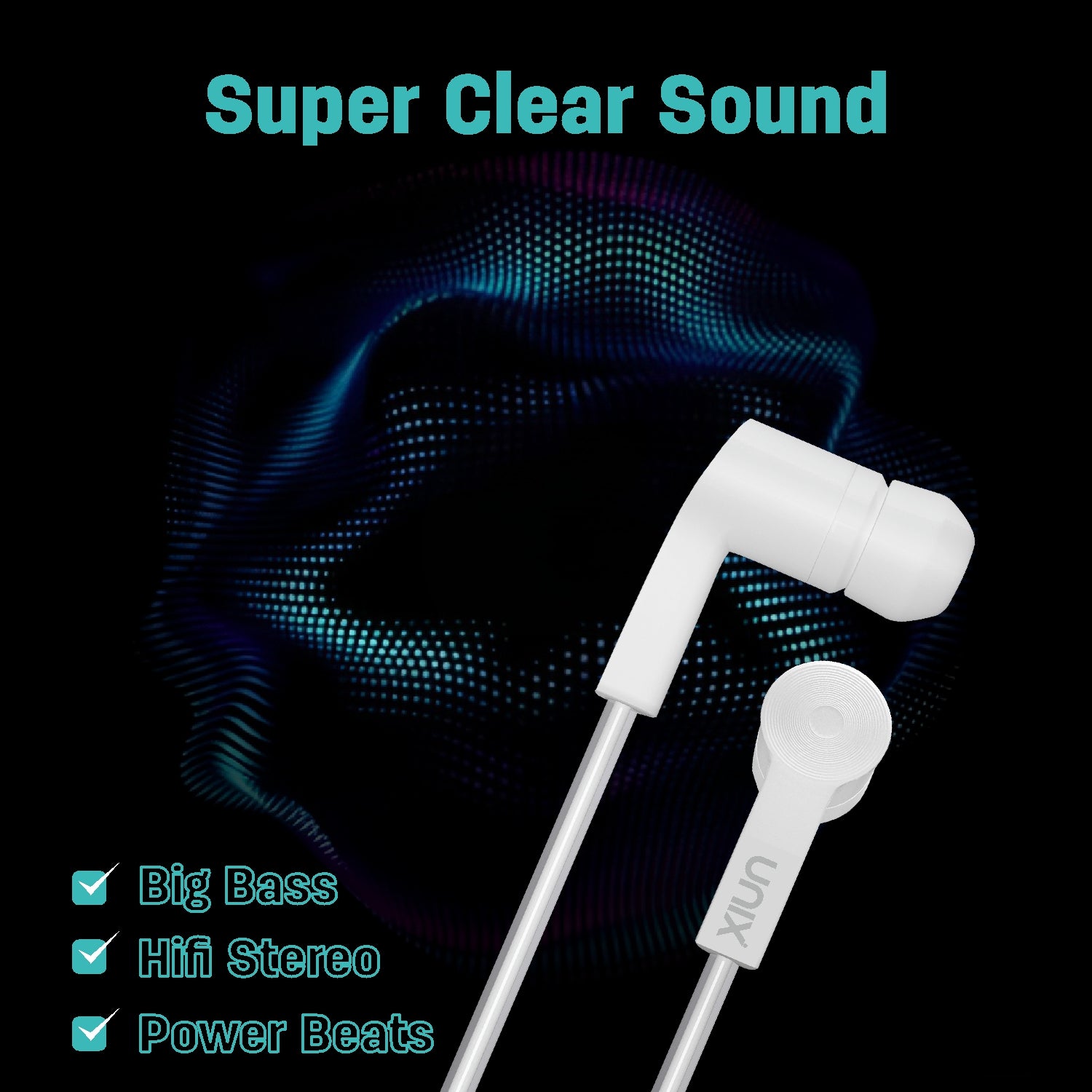 UNIX UX-C3 Wired Earphones äóñ Super Bass & Hi-Fi Stereo Sound for Power Beats