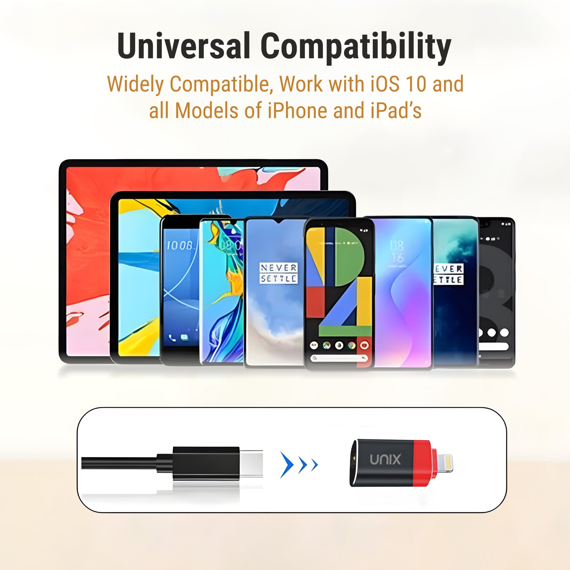 UNIX AD33 Lightning to 3.5mm Audio Adapter | iOS 10+ | High-Fidelity Sound