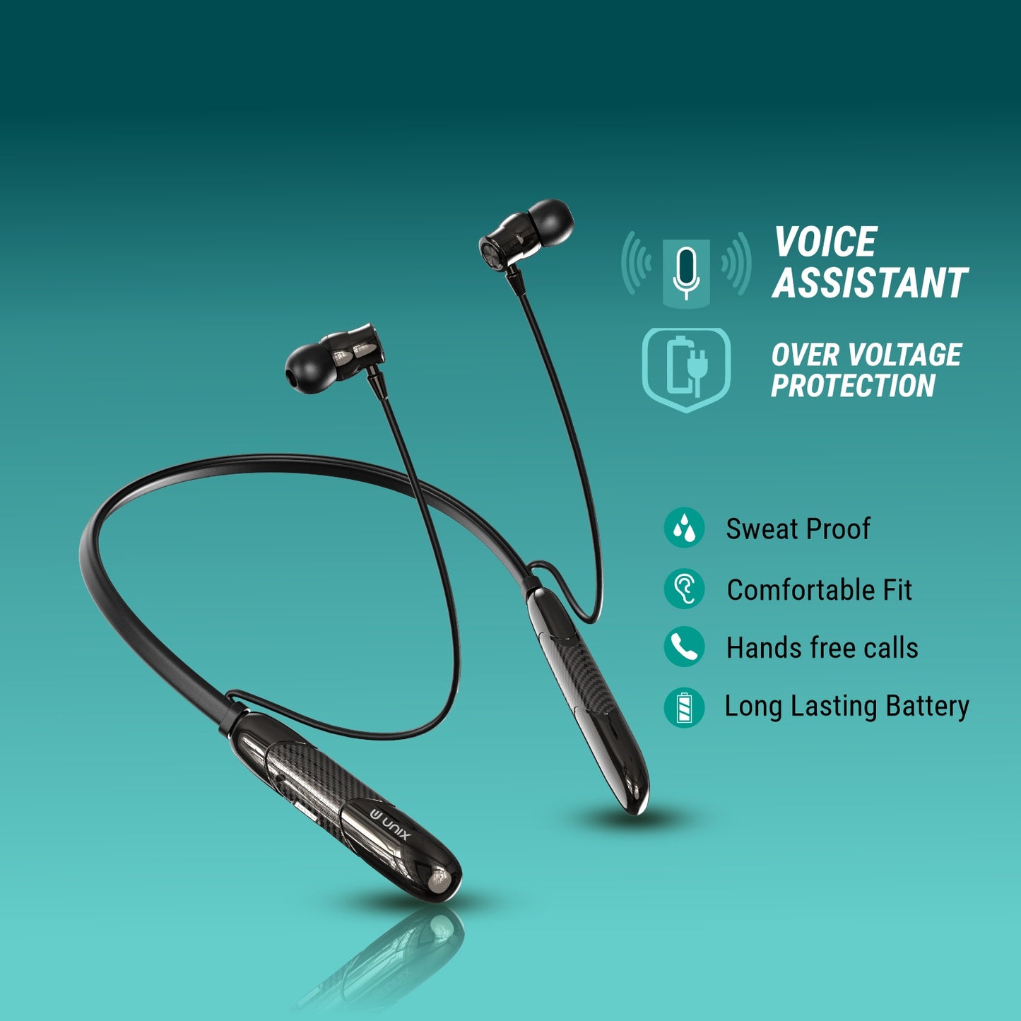 Unix MX 2 PRO Echo Wireless Neckband äóñ 68H Playtime, 10.2mm Bass Drivers & Type-C Fast Charging - Unixindia.