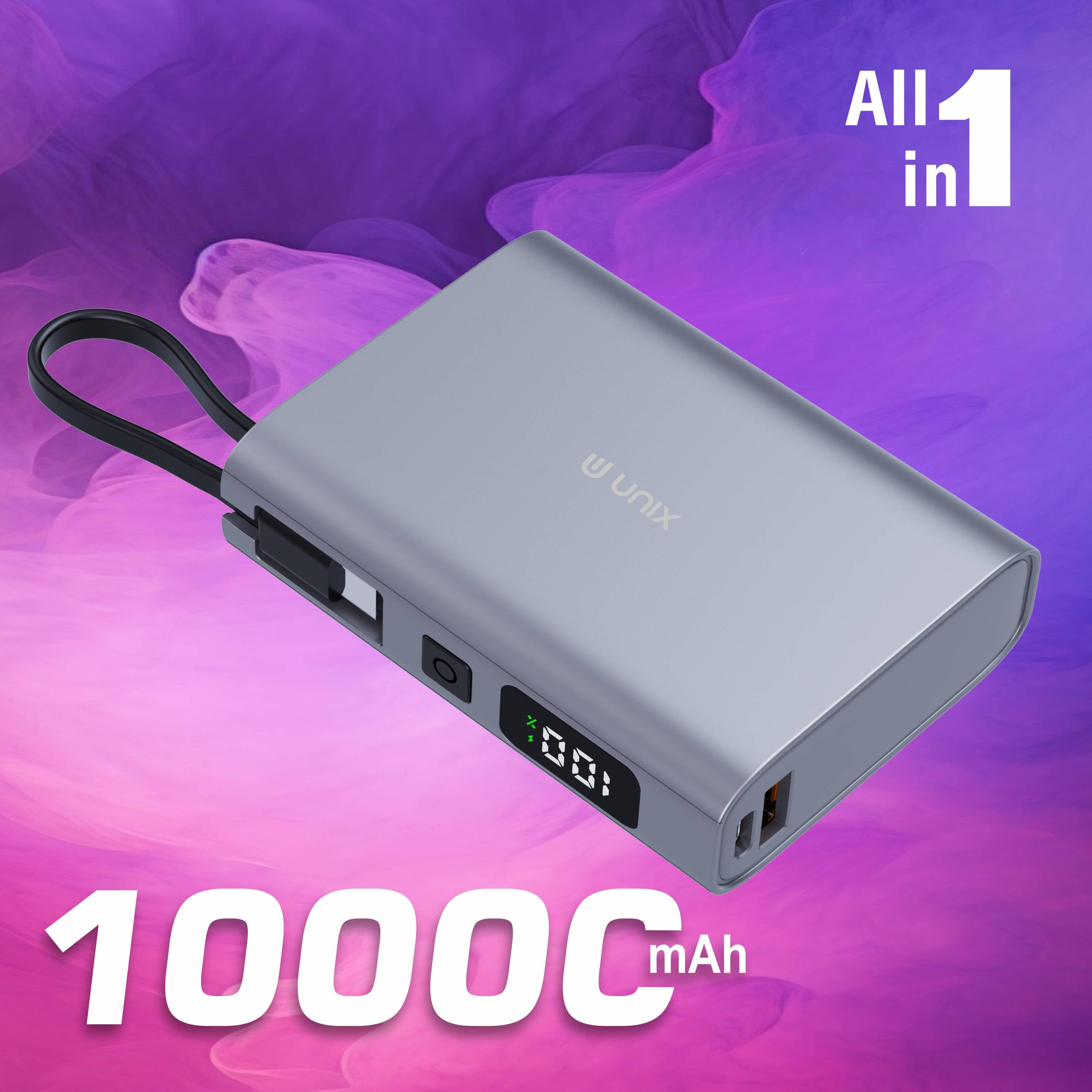 UNIX UX-1515 10000mAh Power Bank – Compact PD Fast Charging with Digital Display