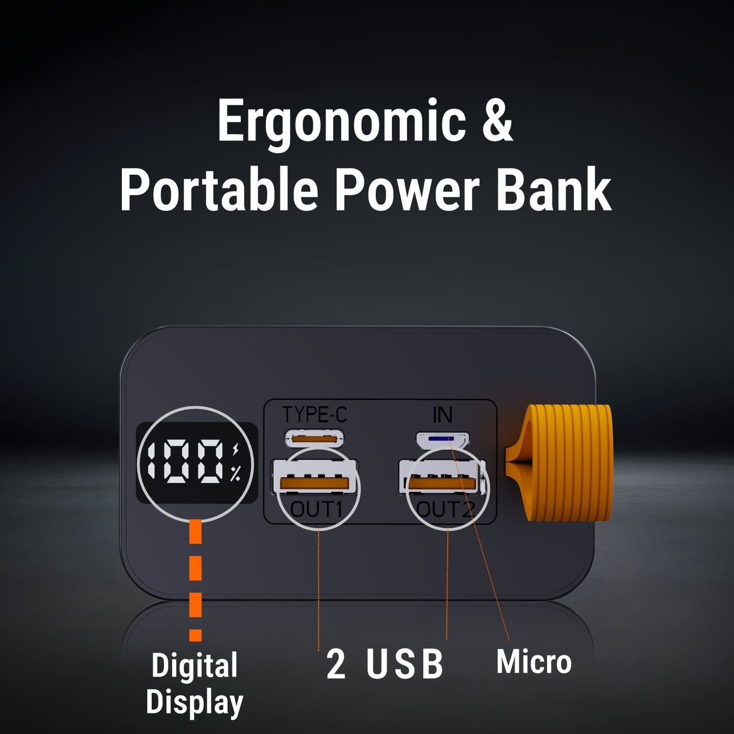 Dual USB+PD Output äóñ Charge two devices simultaneously with ease.