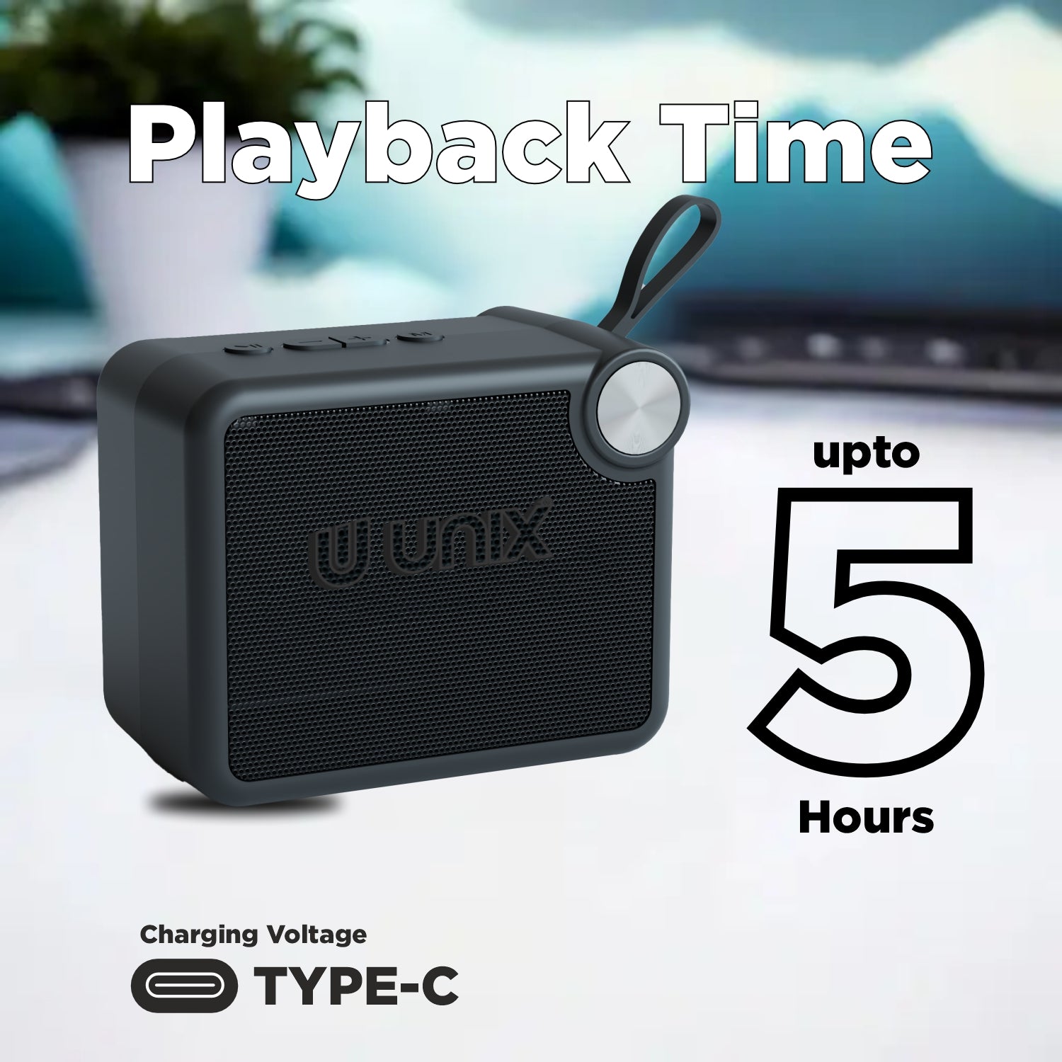 Unix Mantra 7W Wireless Bluetooth Speaker with TF Card, USB & Type-C Fast Charging