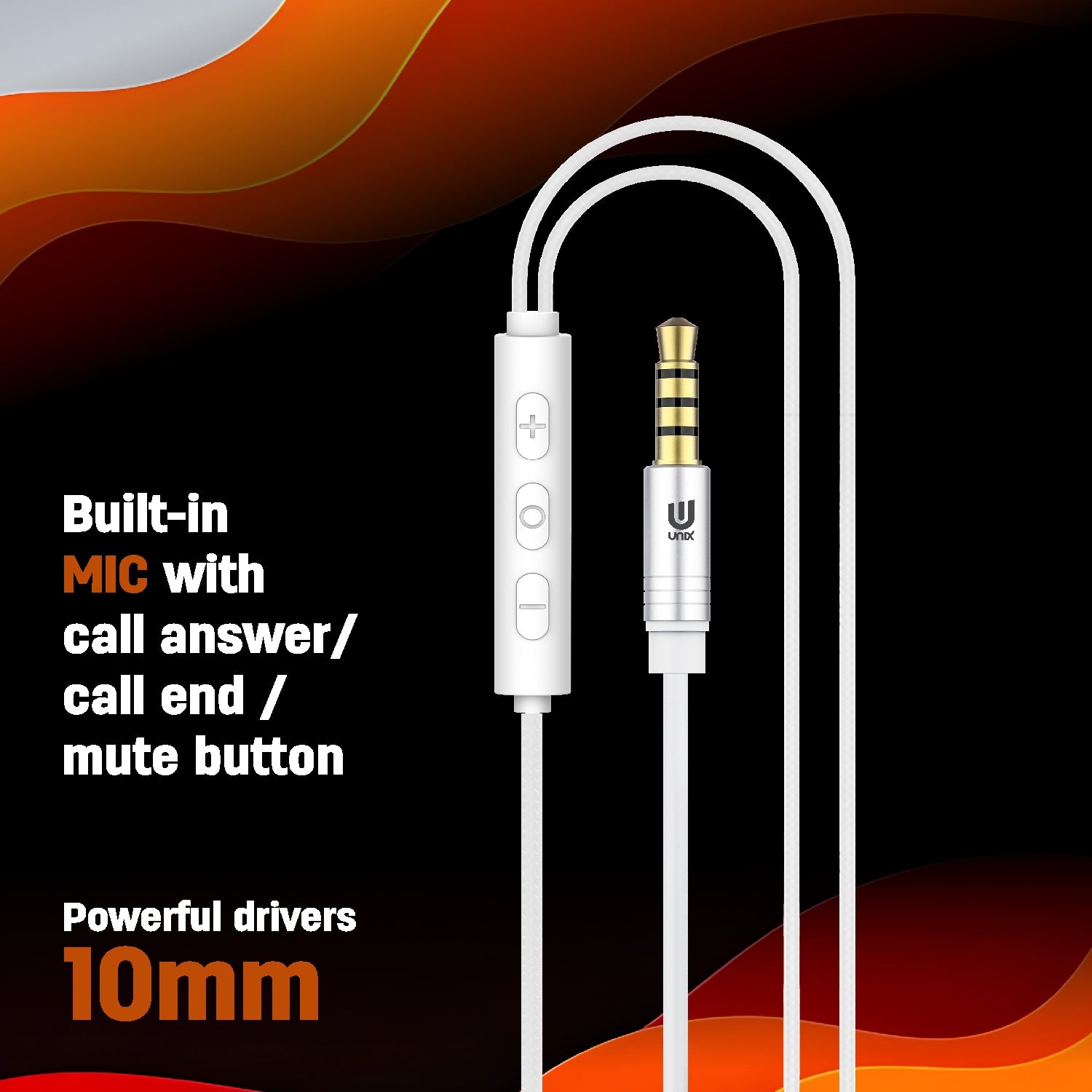 UNIX Alto Wired Earphones with 10mm super drive
