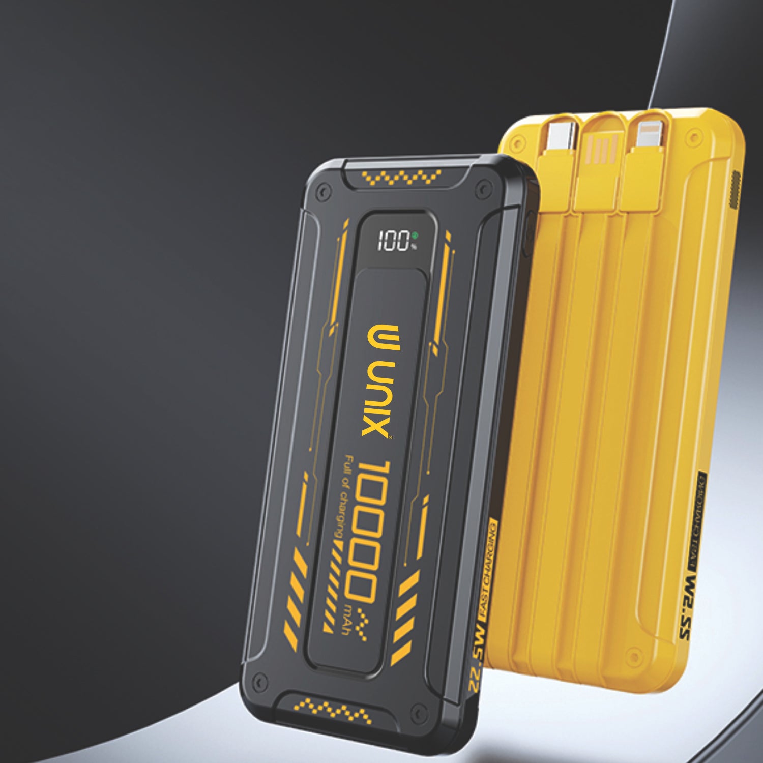 UNIX India UX-1527 10000mAh Power Bank with Inbuilt Cable, Digital Display, and Smart Chip