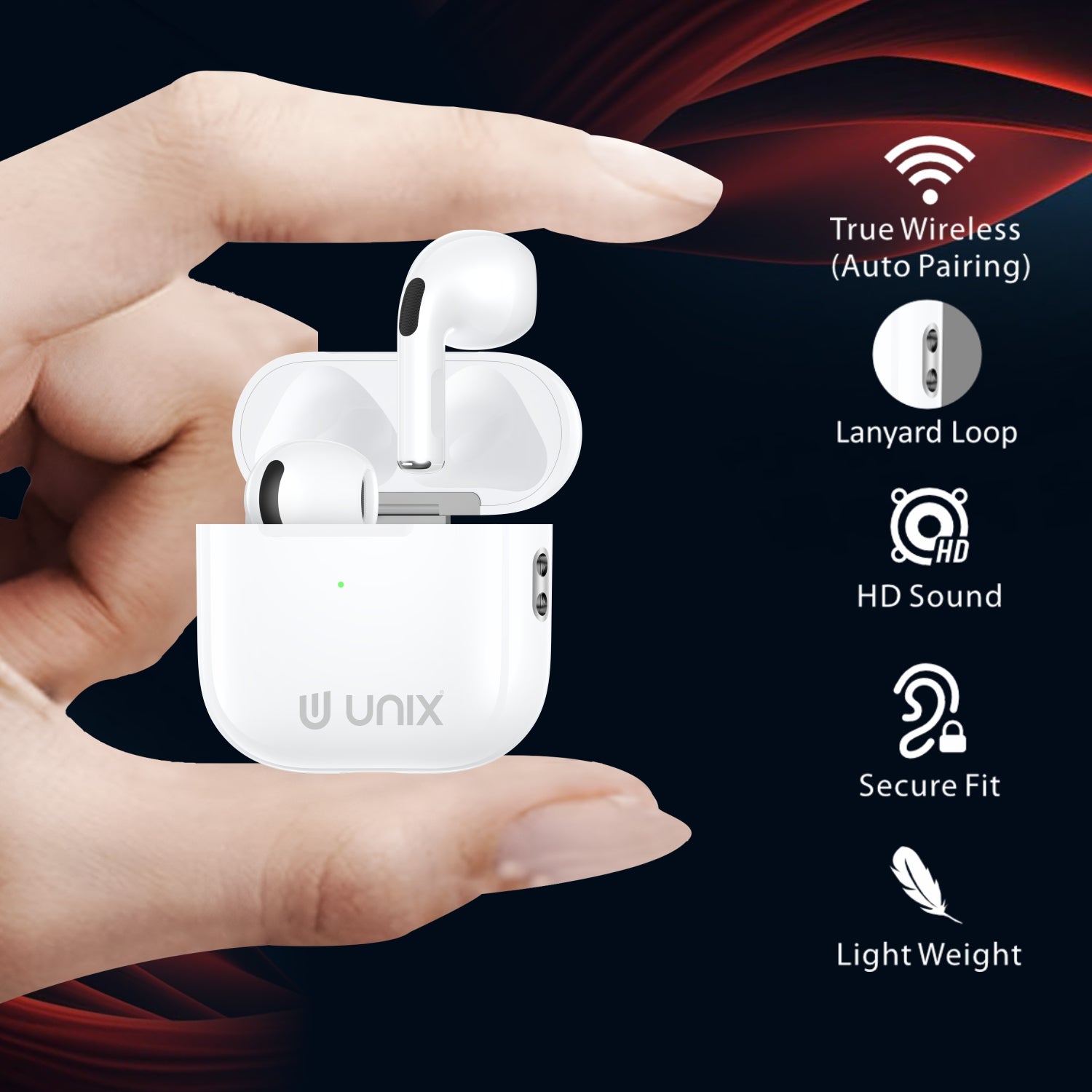 UNIX UX-3000 TWS Earbuds – 38-Hour Playtime, Clear Sound & Compact Stylish Design