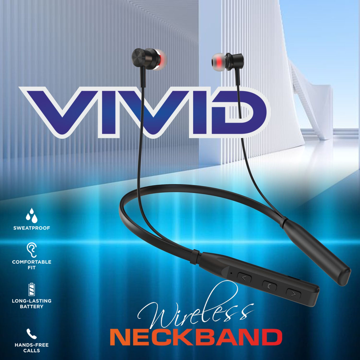 Unix Vivid MX6 Bluetooth Neckband – HD Stereo Sound, Up to 22 Hours Talktime