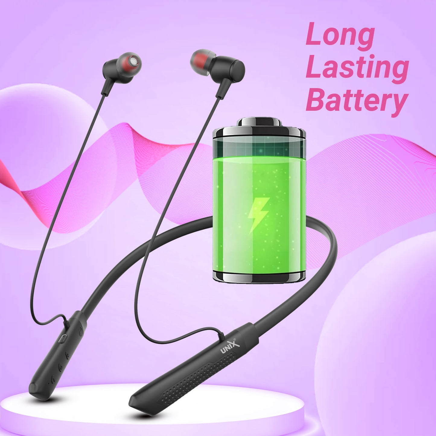 Unix Explorer UX-700 Pro Bluetooth Neckband äóñ 52 Hours Playtime, Thumping Bass