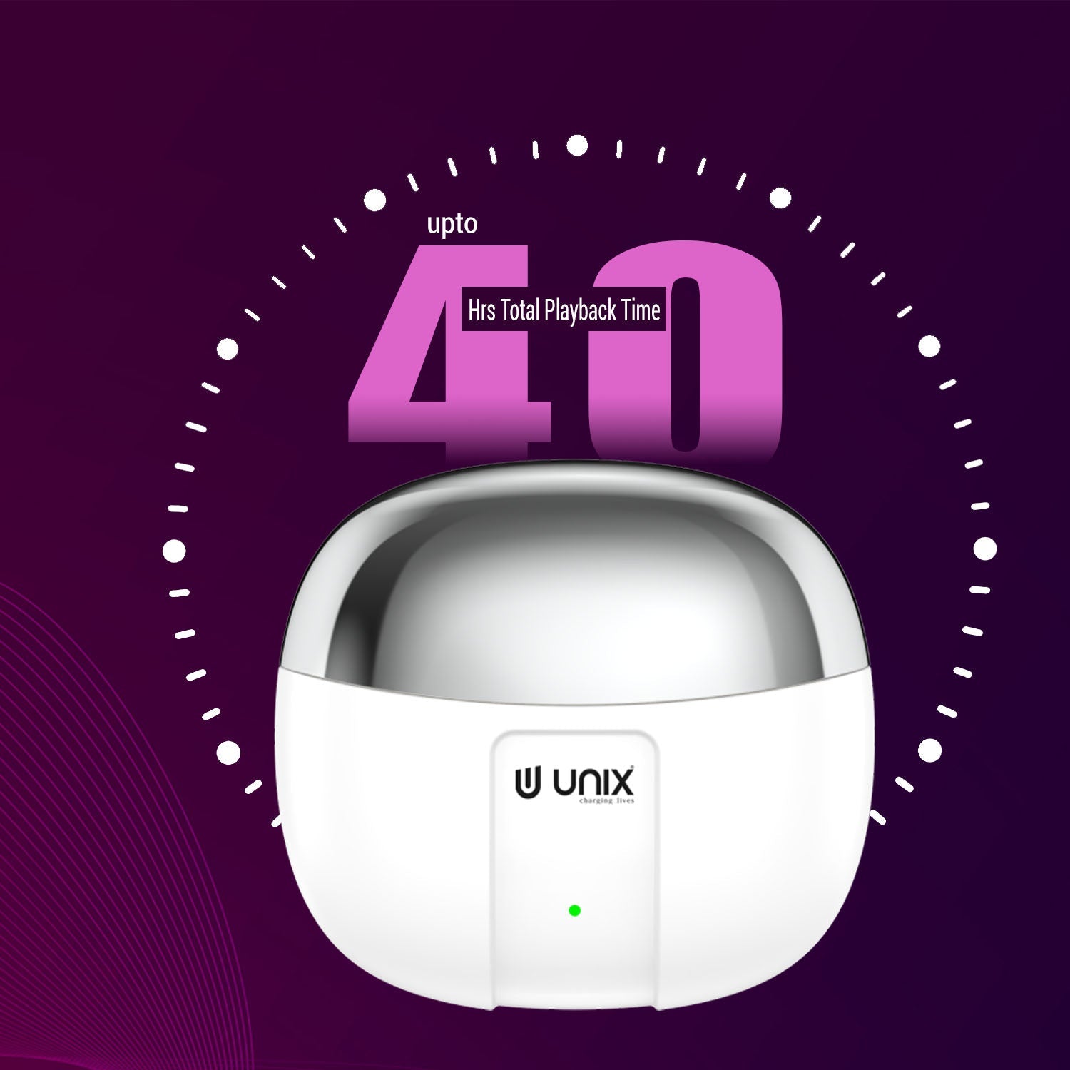 Unix UX-HP 20 Wireless Earbuds - Bluetooth 5.3, 40H Playtime, Fast Charging - Unixindia.