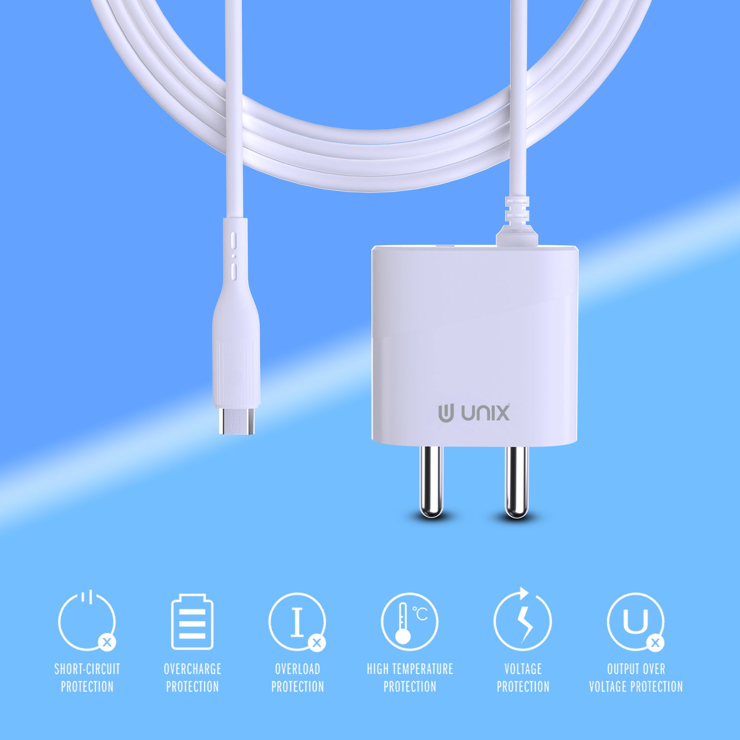 Unix UX-120 Best Travel Charger Micro USB Cable with 1 USB Port