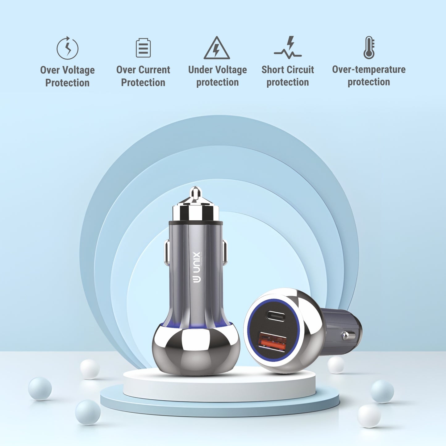 Unix UX-CC01 65W PD+USB Car Charger