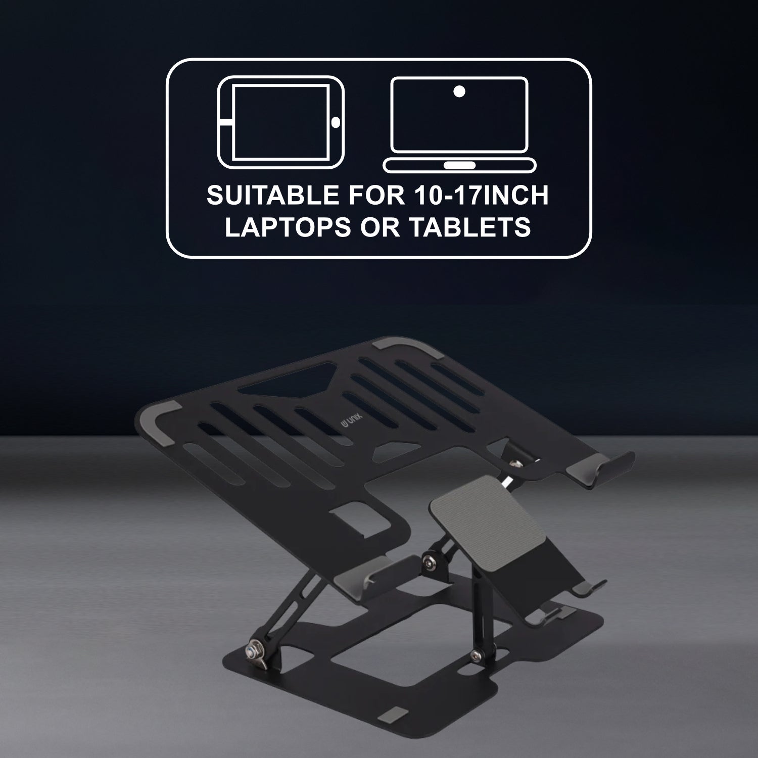 UNIX UX-LS11 Metal Laptop Stand – Adjustable & Portable Laptop Stand for Laptops, Tablets, and Smartphone
