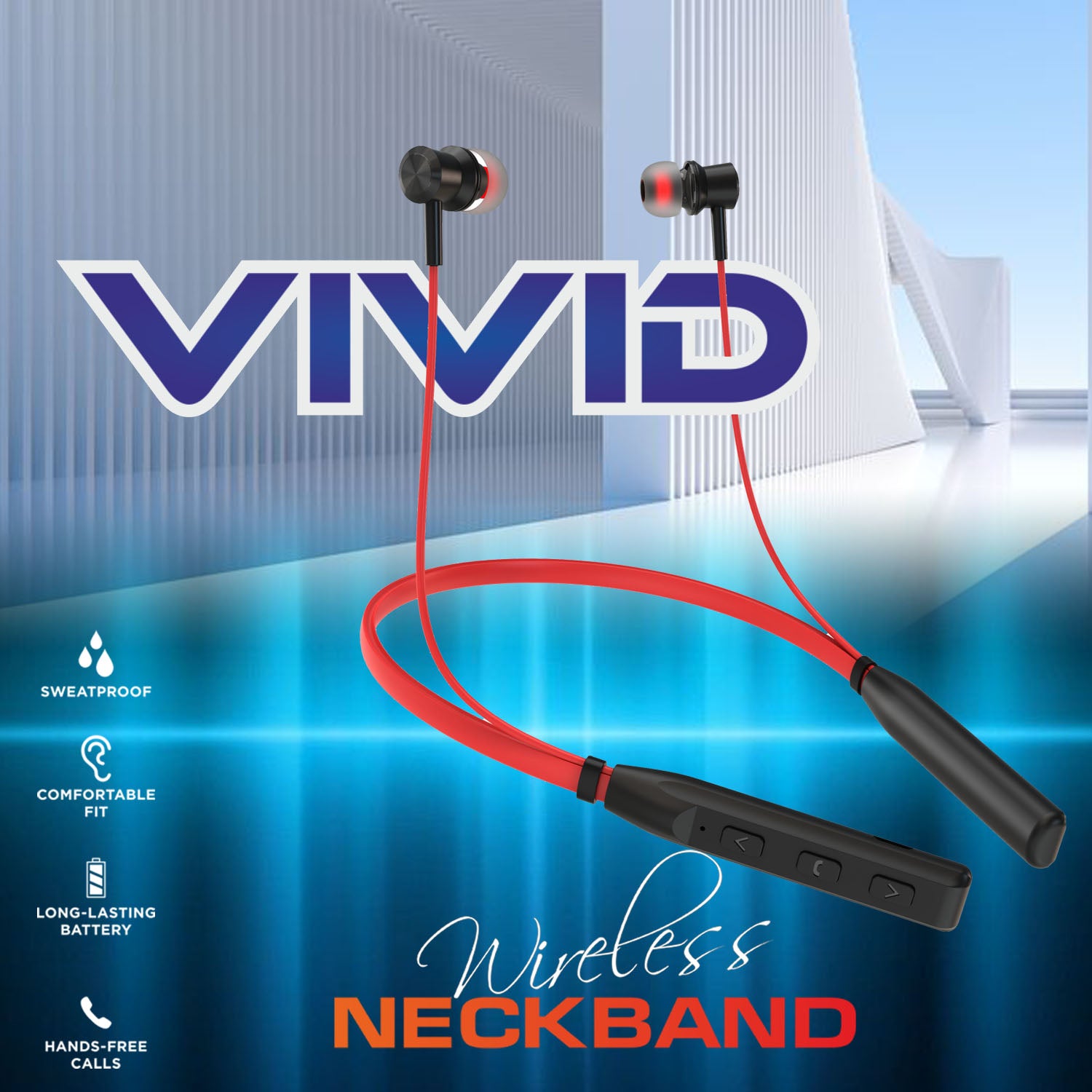 Unix Vivid MX6 Bluetooth Neckband – HD Stereo Sound, Up to 22 Hours Talktime