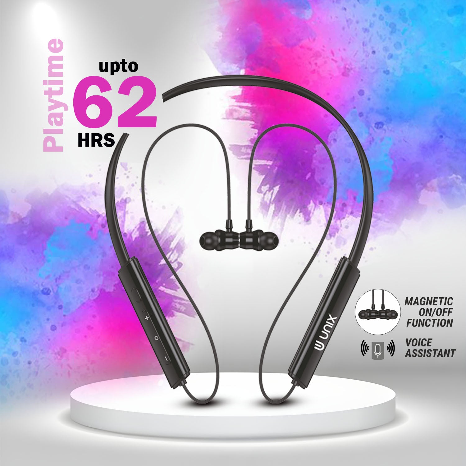 Unix Movie-It UX-W300 Bluetooth Neckband äóñ 62 Hours Playtime, ENC, Super Bass