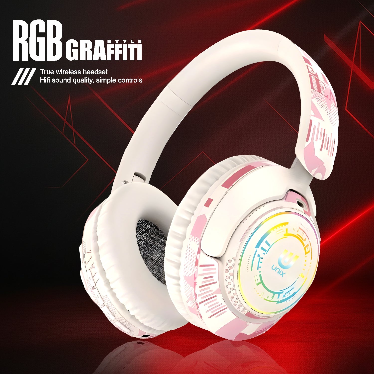 RGB graffiti style headphones