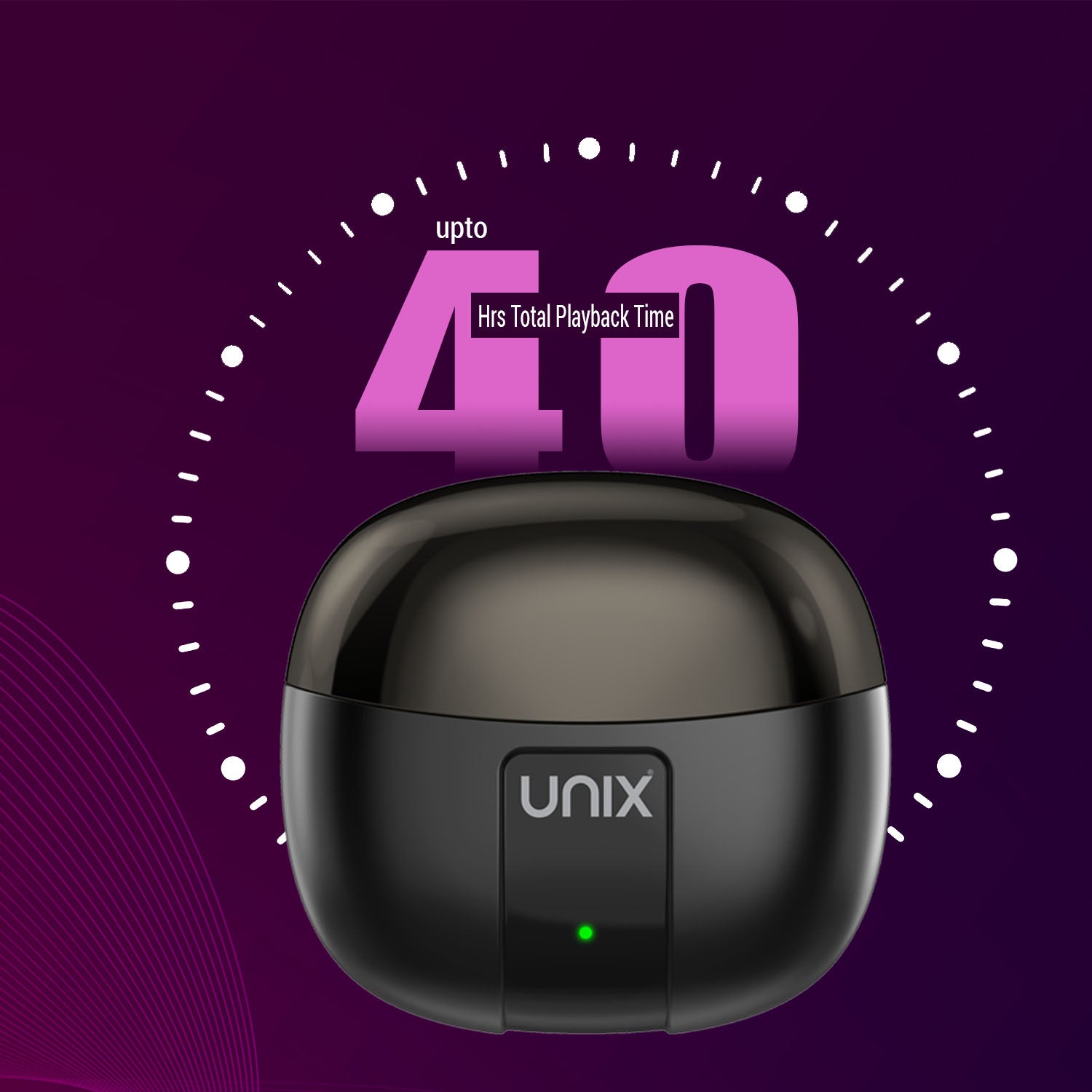 Unix UX-HP 20 Wireless Earbuds - Bluetooth 5.3, 40H Playtime, Fast Charging