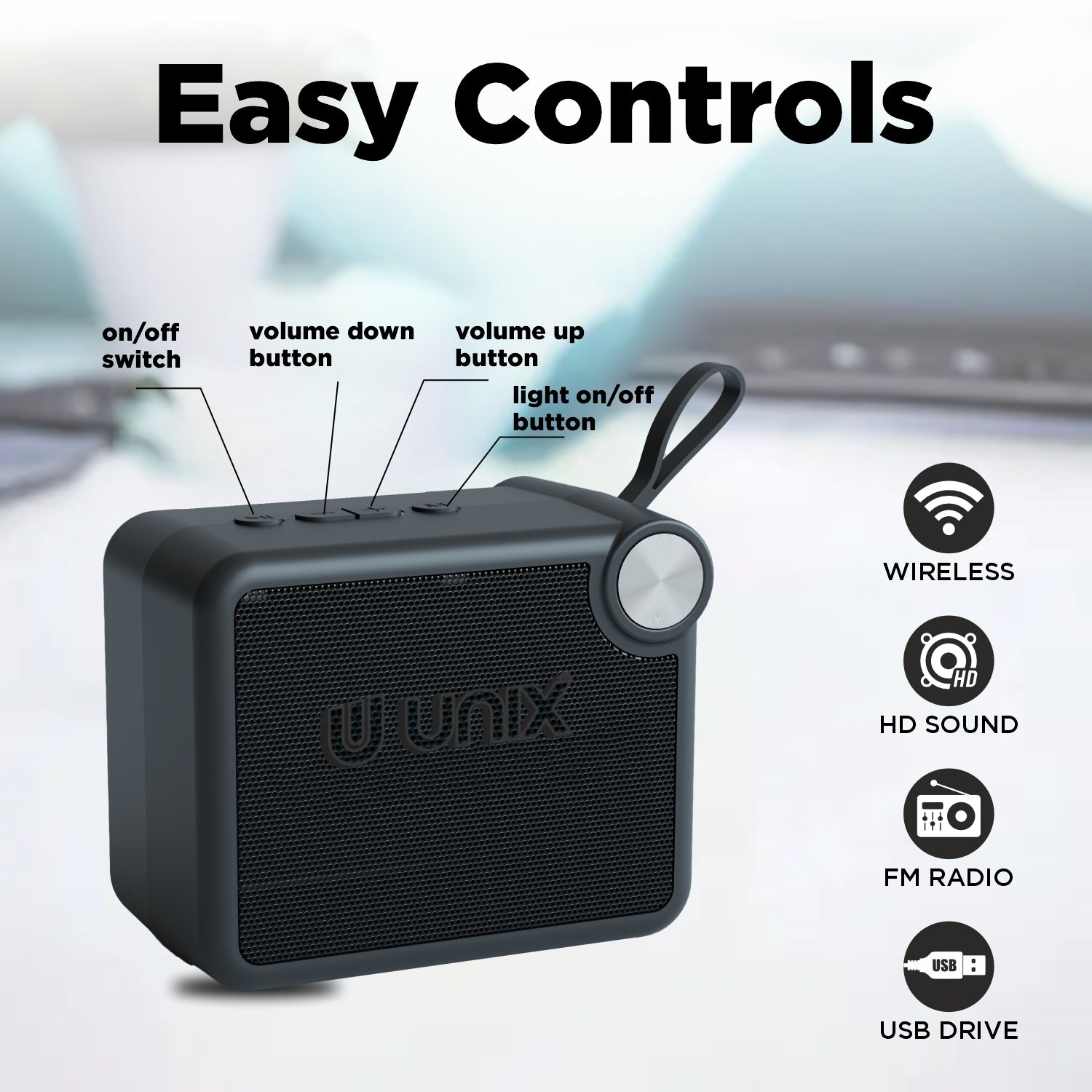 Unix Mantra 7W Wireless Bluetooth Speaker with TF Card, USB & Type-C Fast Charging