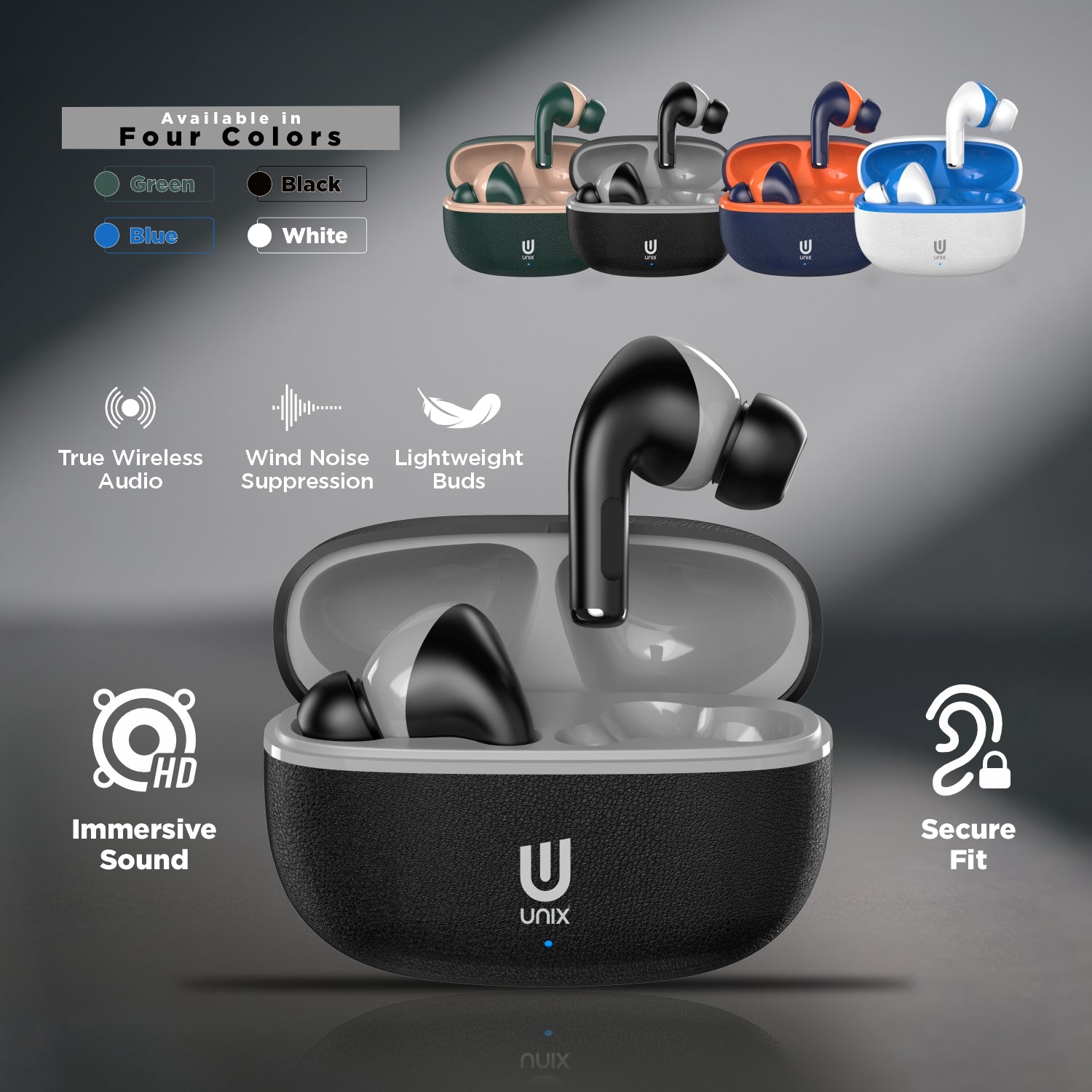 four-colored earbuds 