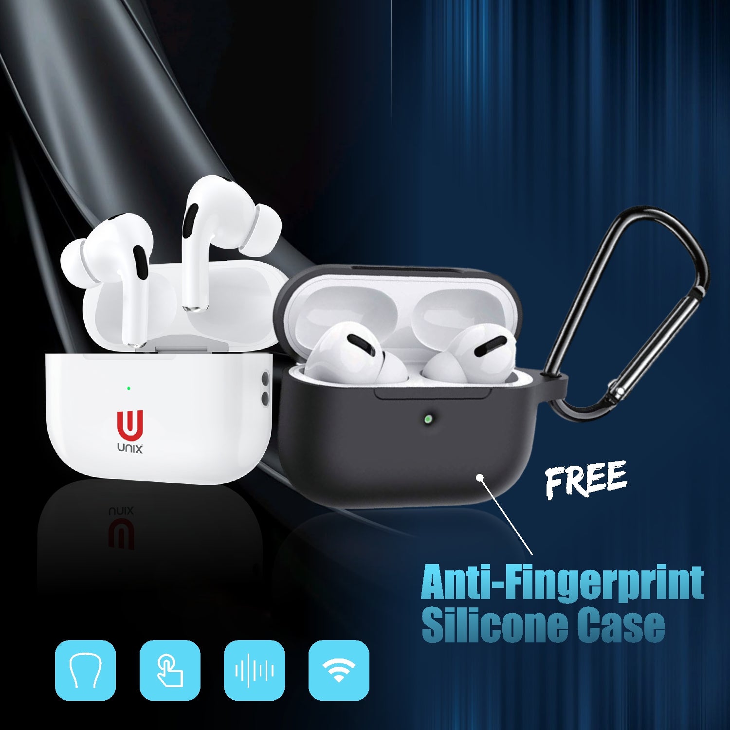 anti-fingerprint silicone case earuds 