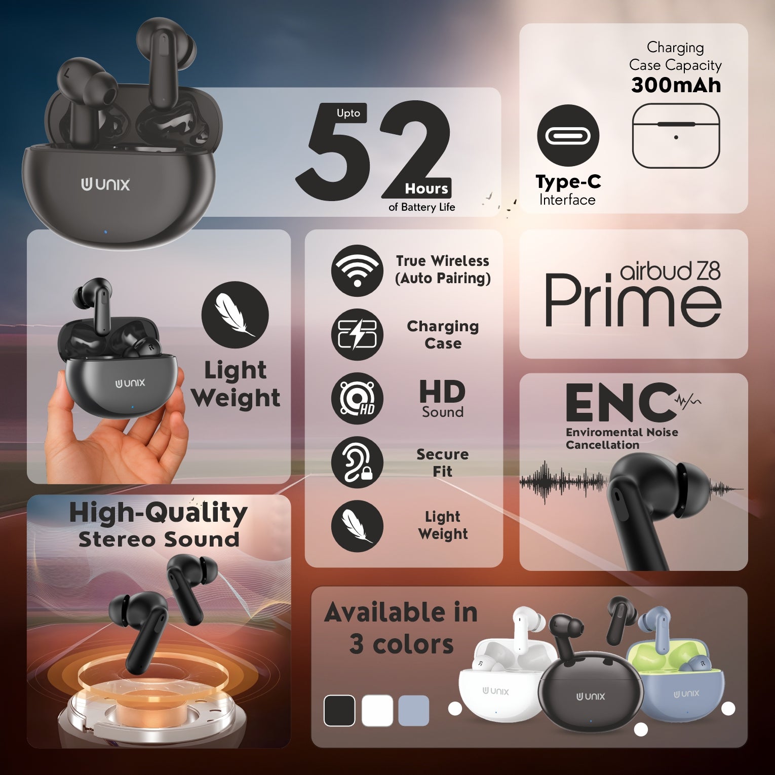 UNIX Airbud Z8 Prime Wireless Earbuds