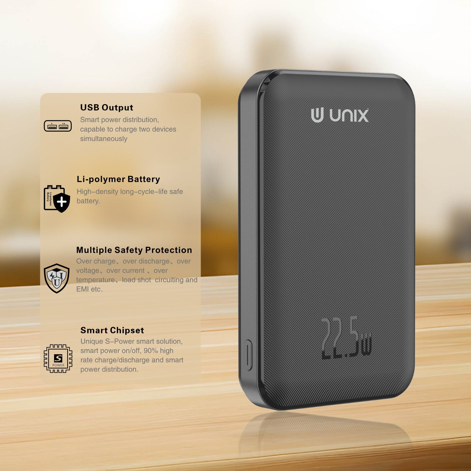 UNIX UX-1540 Prod 10000mAh Wireless Power Bank