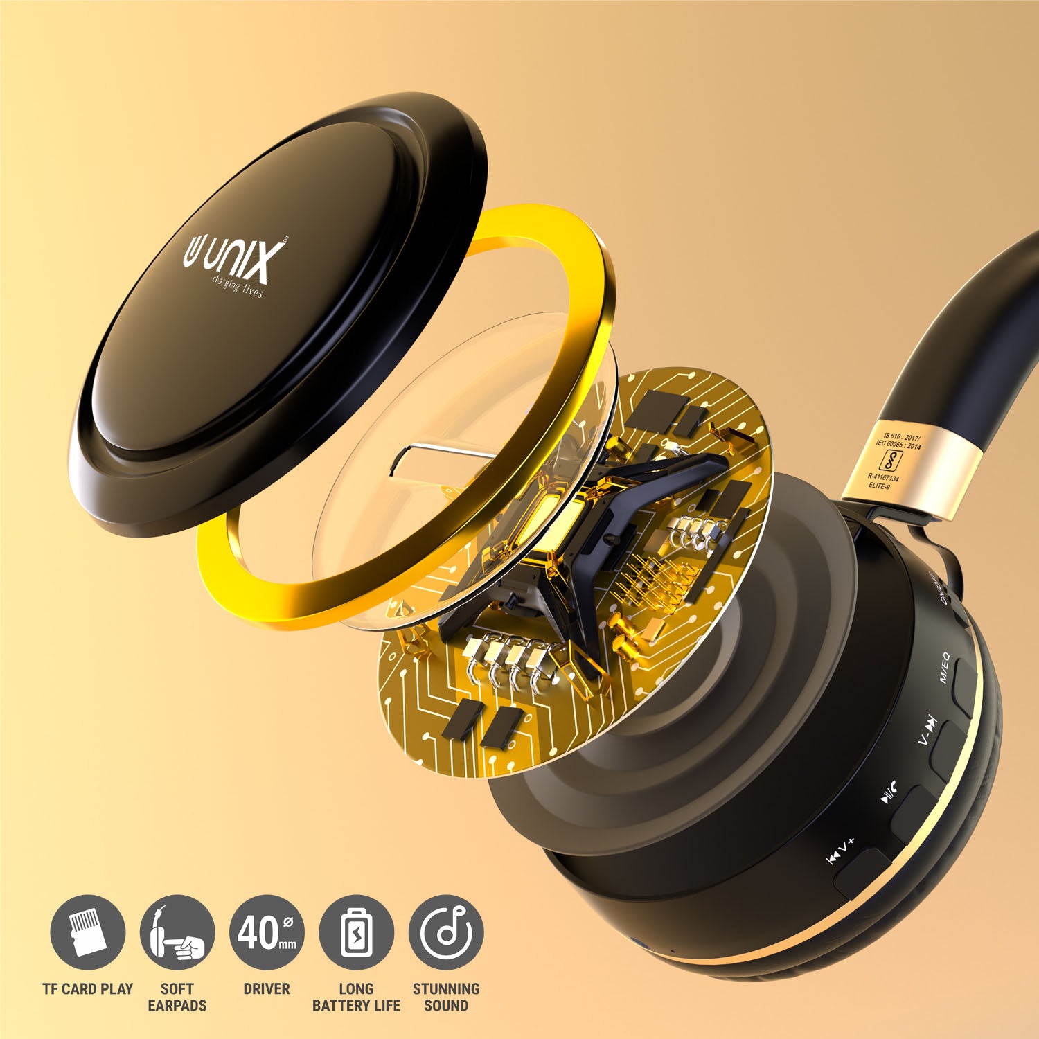 UNIX Elite 9 Bluetooth Headphones äóñ 12-Hour Playback with 40mm Drivers & Soft Earpads - Unixindia.