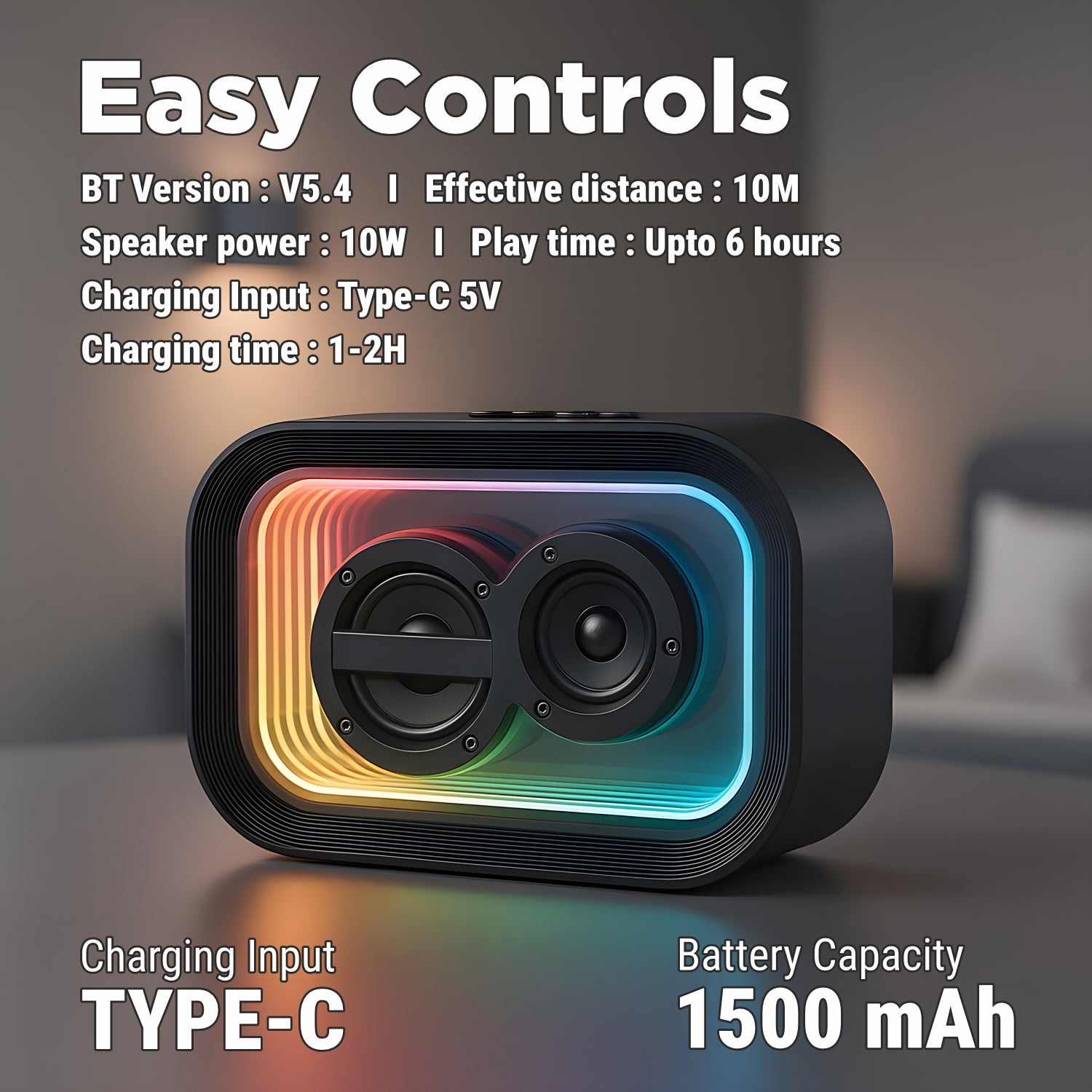 UNIX Style Box XB-U77 – 10W RGB Wireless Speaker with TWS Function & 1500mAh Battery