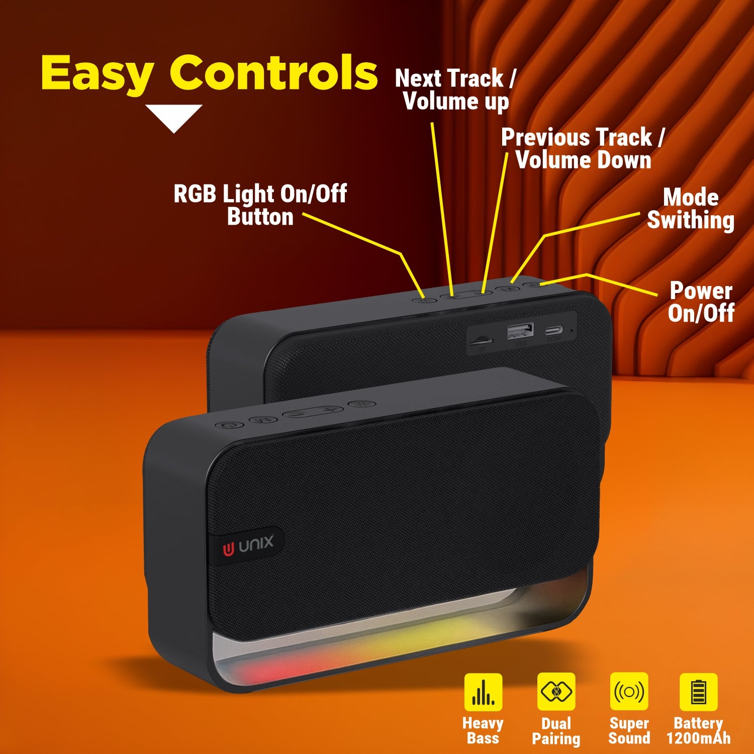 Quad 12W RGB Bluetooth Speaker