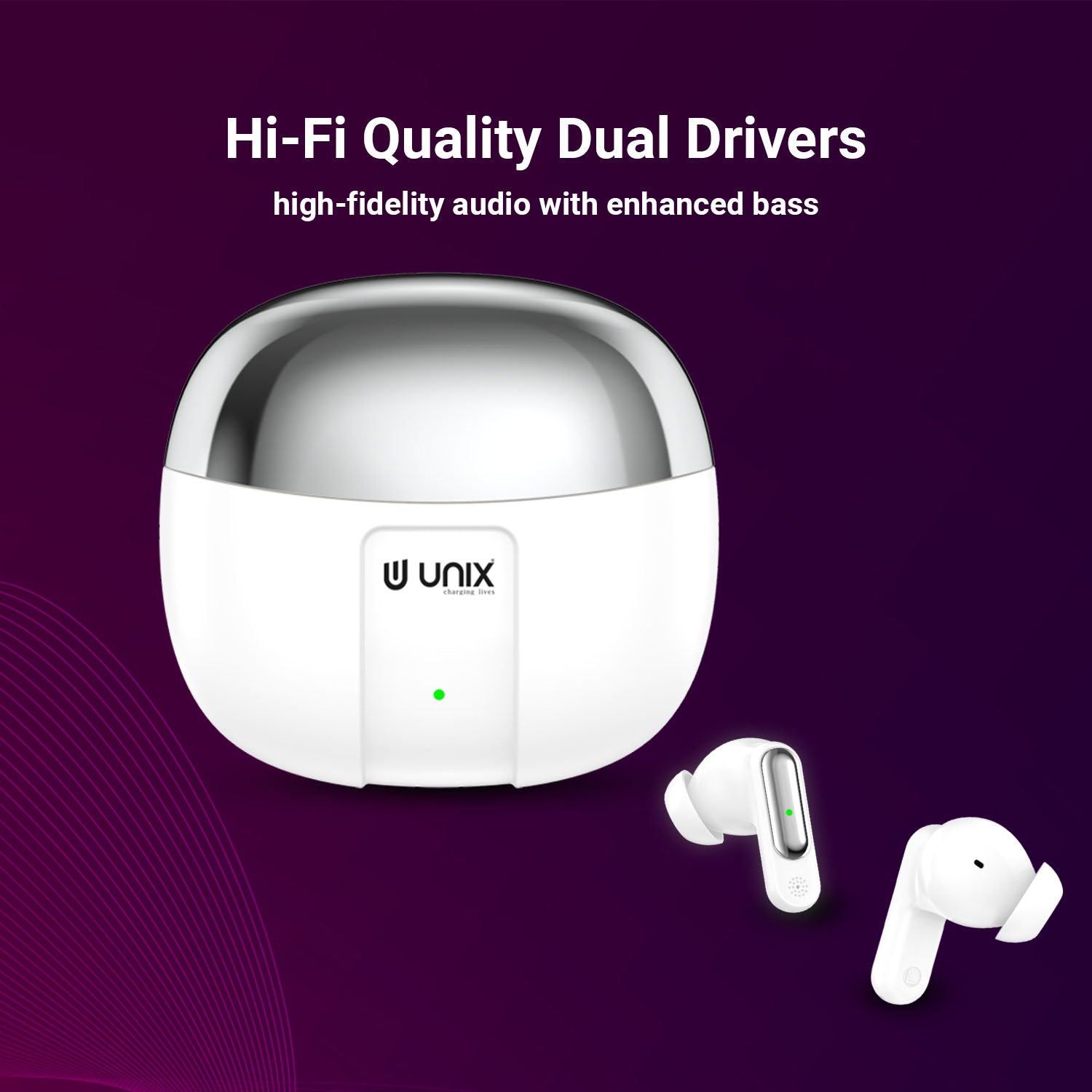 Unix UX-HP 20 Wireless Earbuds - Bluetooth 5.3, 40H Playtime, Fast Charging