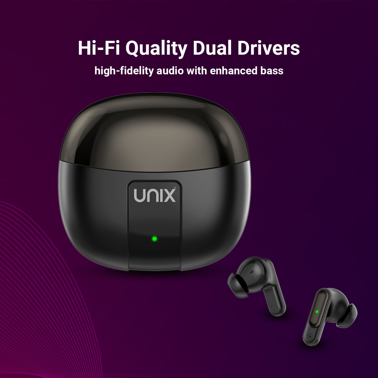 Unix UX-HP 20 Wireless Earbuds - Bluetooth 5.3, 40H Playtime, Fast Charging