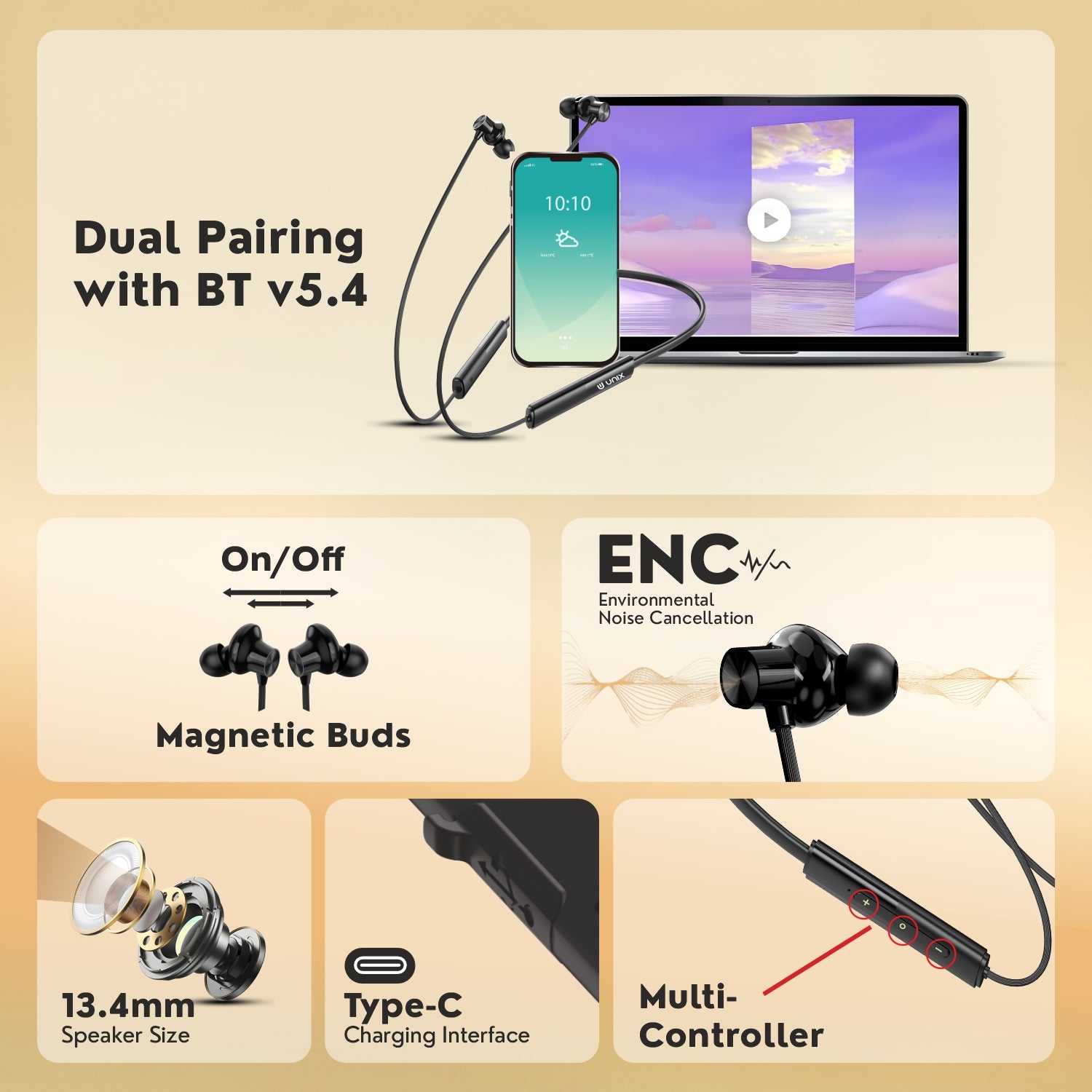 UNIX UX-W8 Zen 5 Pro Wireless Neckband