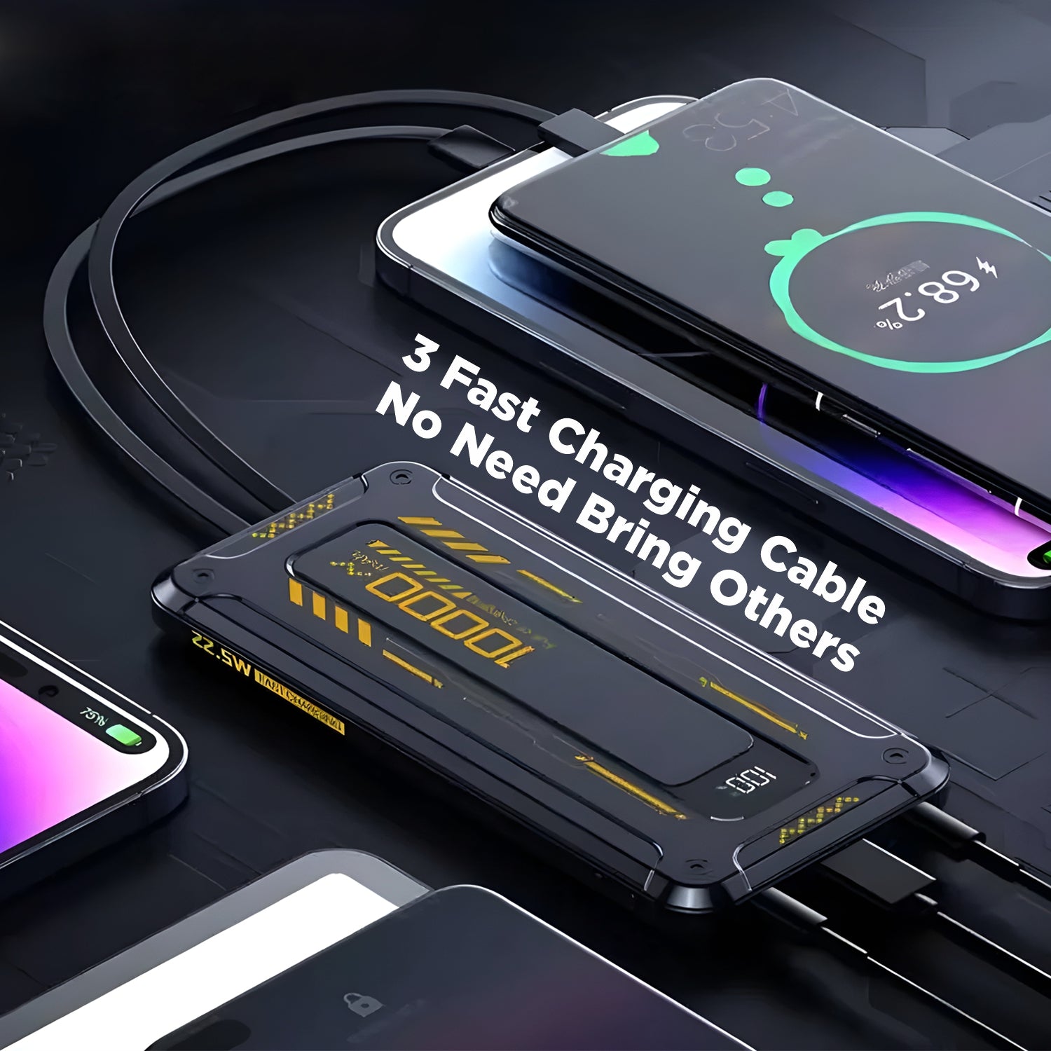 UNIX India UX-1527 10000mAh Power Bank with Inbuilt Cable, Digital Display, and Smart Chip