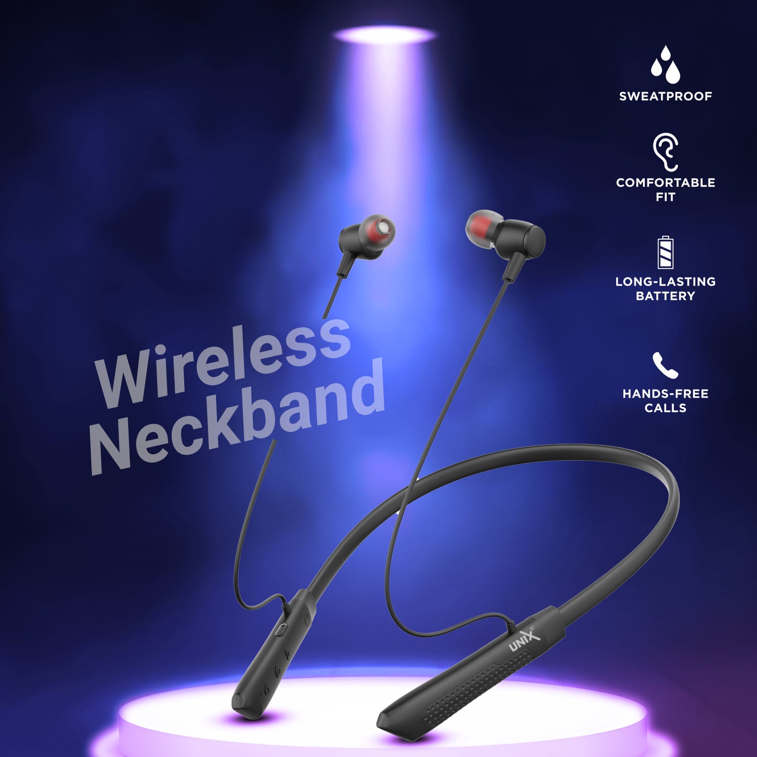 Unix Explorer UX-700 Pro Bluetooth Neckband äóñ 52 Hours Playtime, Thumping Bass