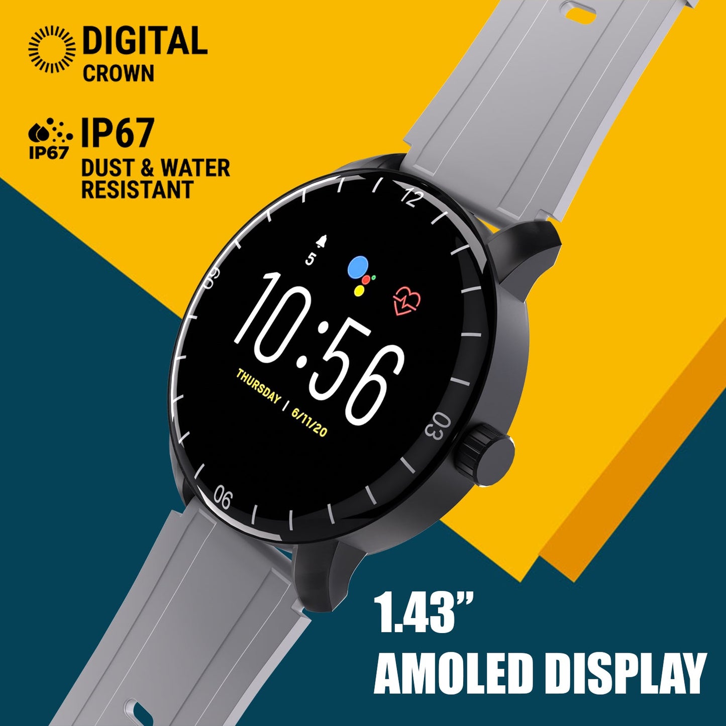 Unix USW-3 Storm Bluetooth Calling Smartwatch | 1.43" AMOLED Display, IP67 Waterproof, 5-Day Battery - Unixindia.