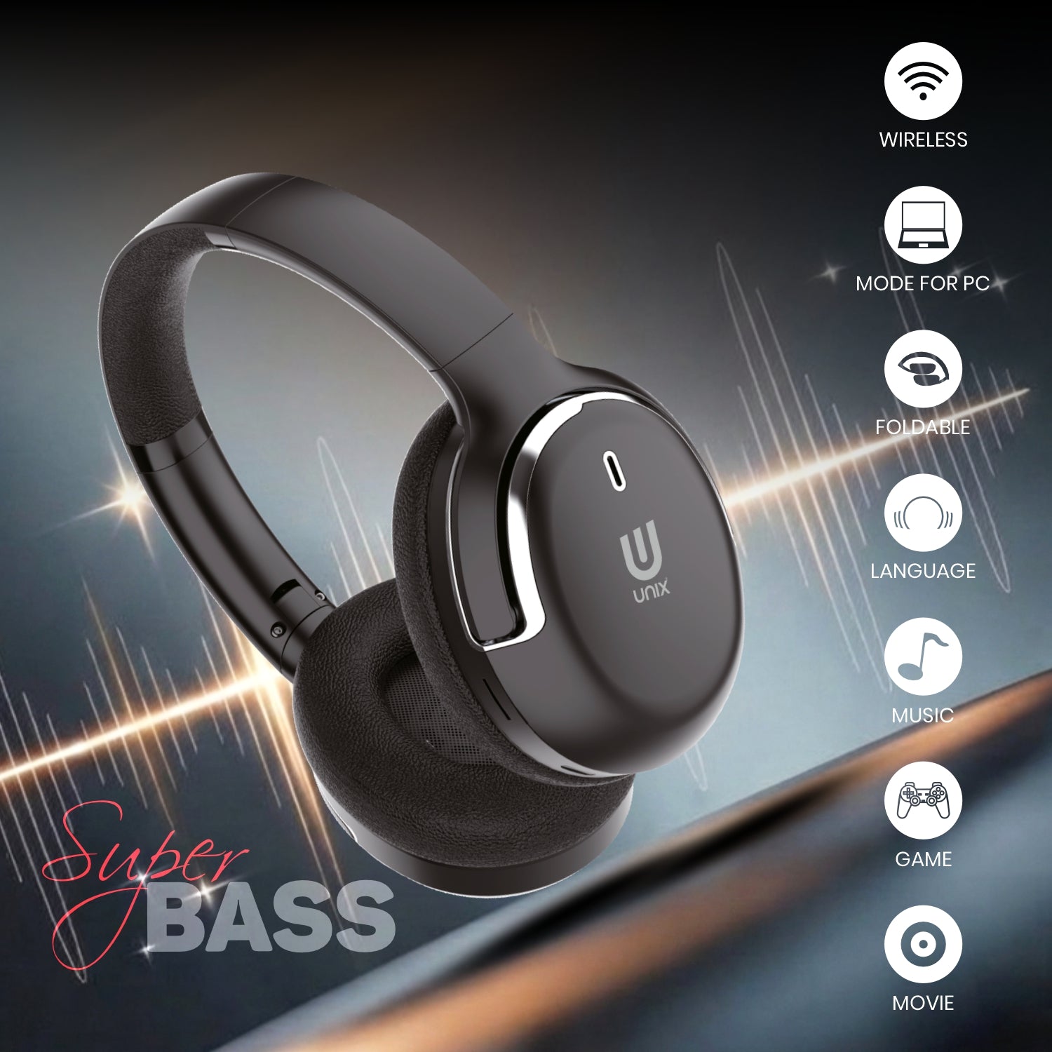 UNIX UX-W7 Major Wireless Over-Ear Headphone