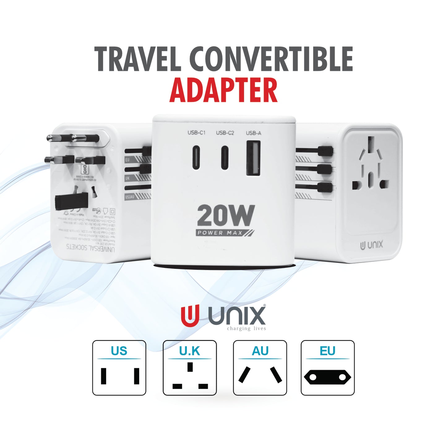 UNIX UX-TRAVELPRO 20W Universal Travel Adapter