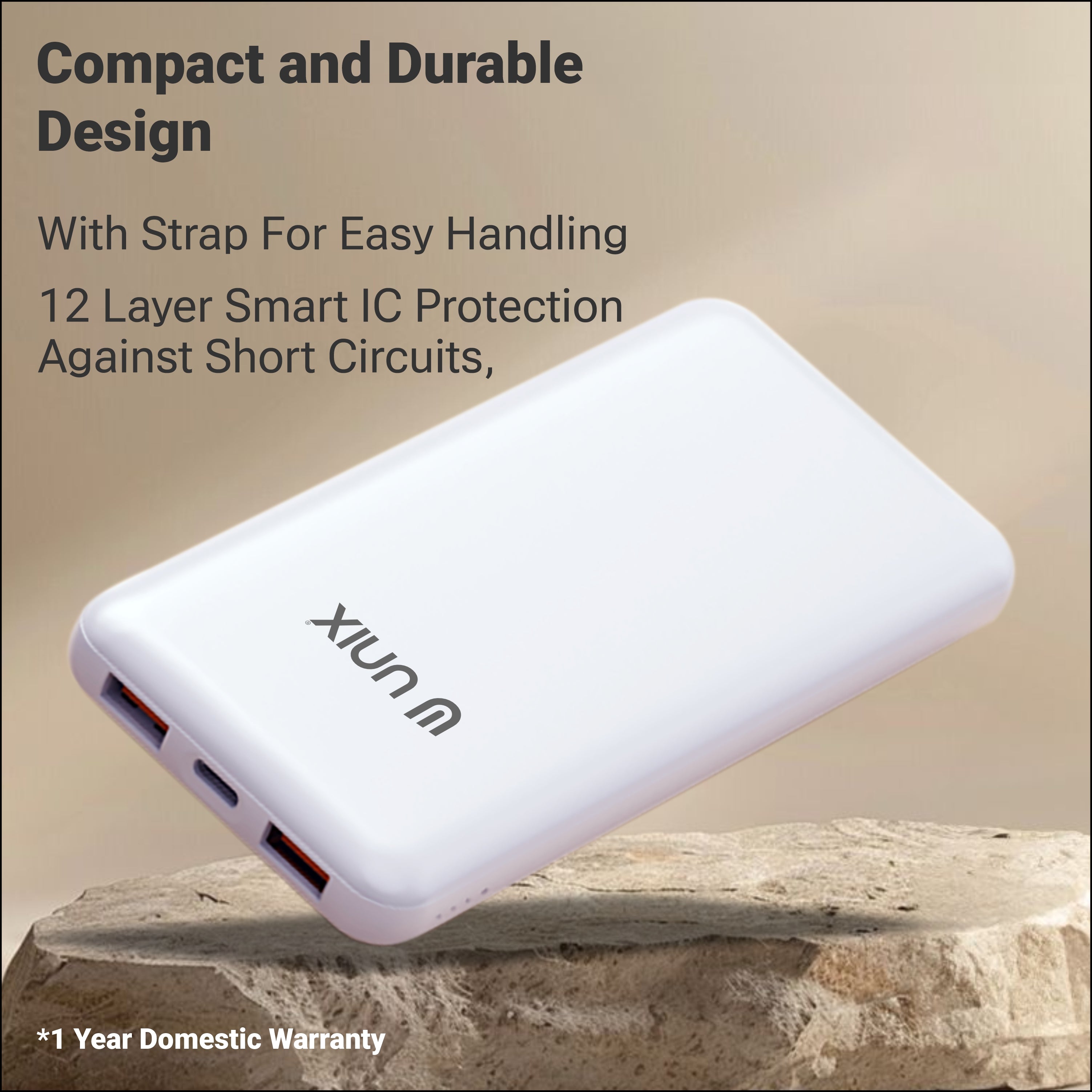 UNIX UX-1529 10000mAh Power Bank – Dual USB Output, Slim Polymer Design & LED Indicator