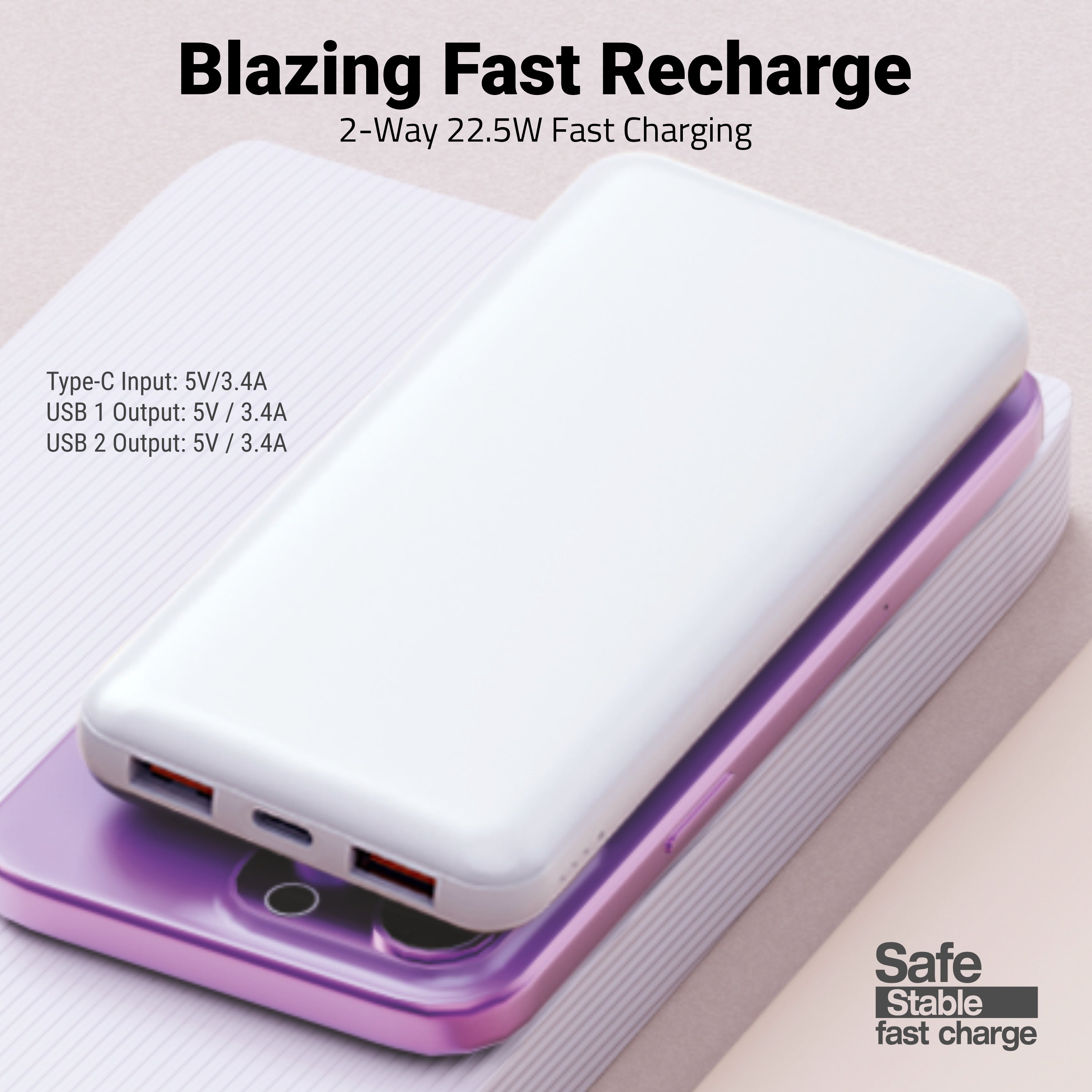 UNIX UX-1529 10000mAh Power Bank – Dual USB Output, Slim Polymer Design & LED Indicator