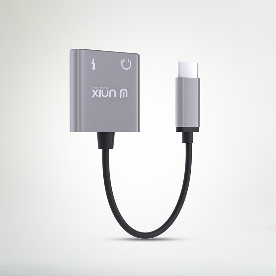 Unix UX-SC20 Wire HF/Charging Connector | 2-in-1 Type-C Aux + Charging Splitter