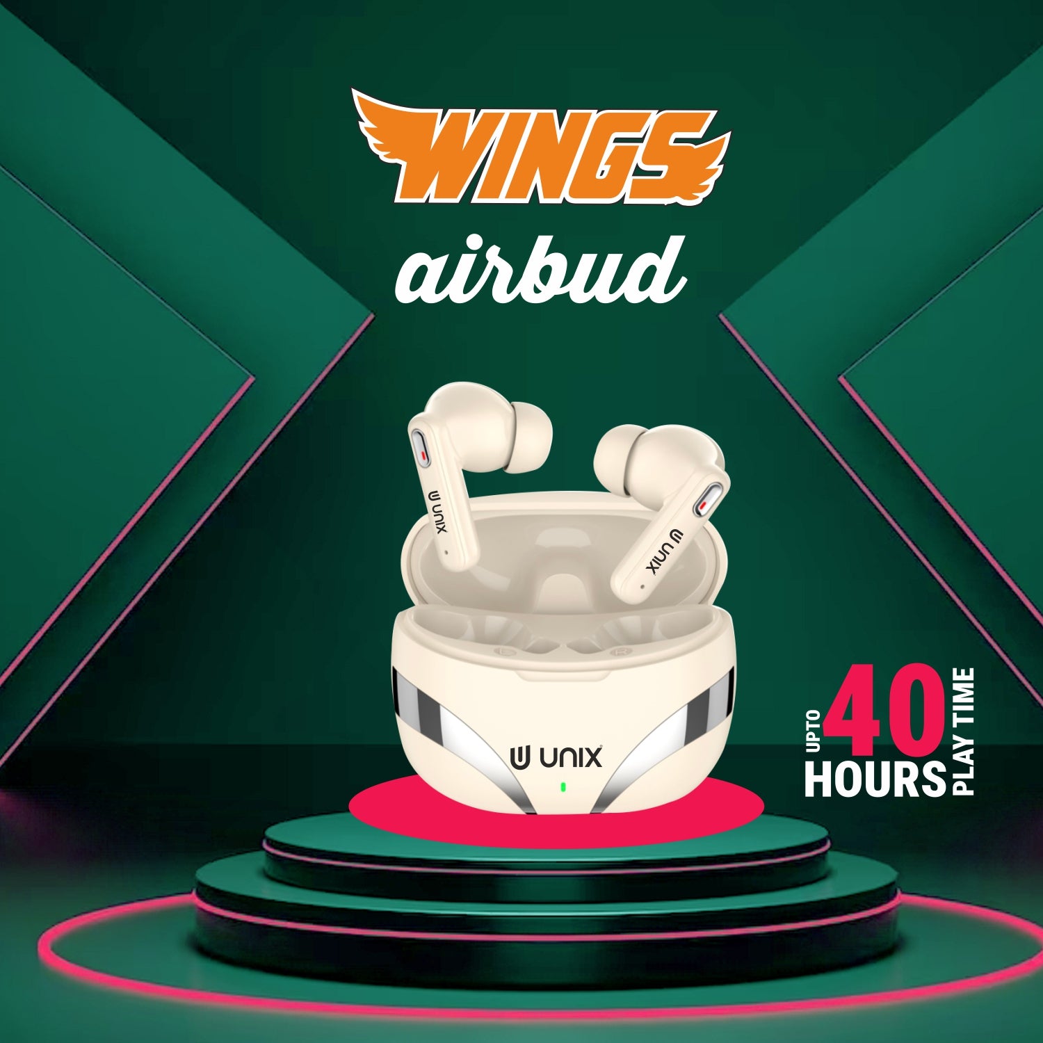 Unix UX-W4 Wings Airbus -Premium Sound and upto 40 Hours Play Time