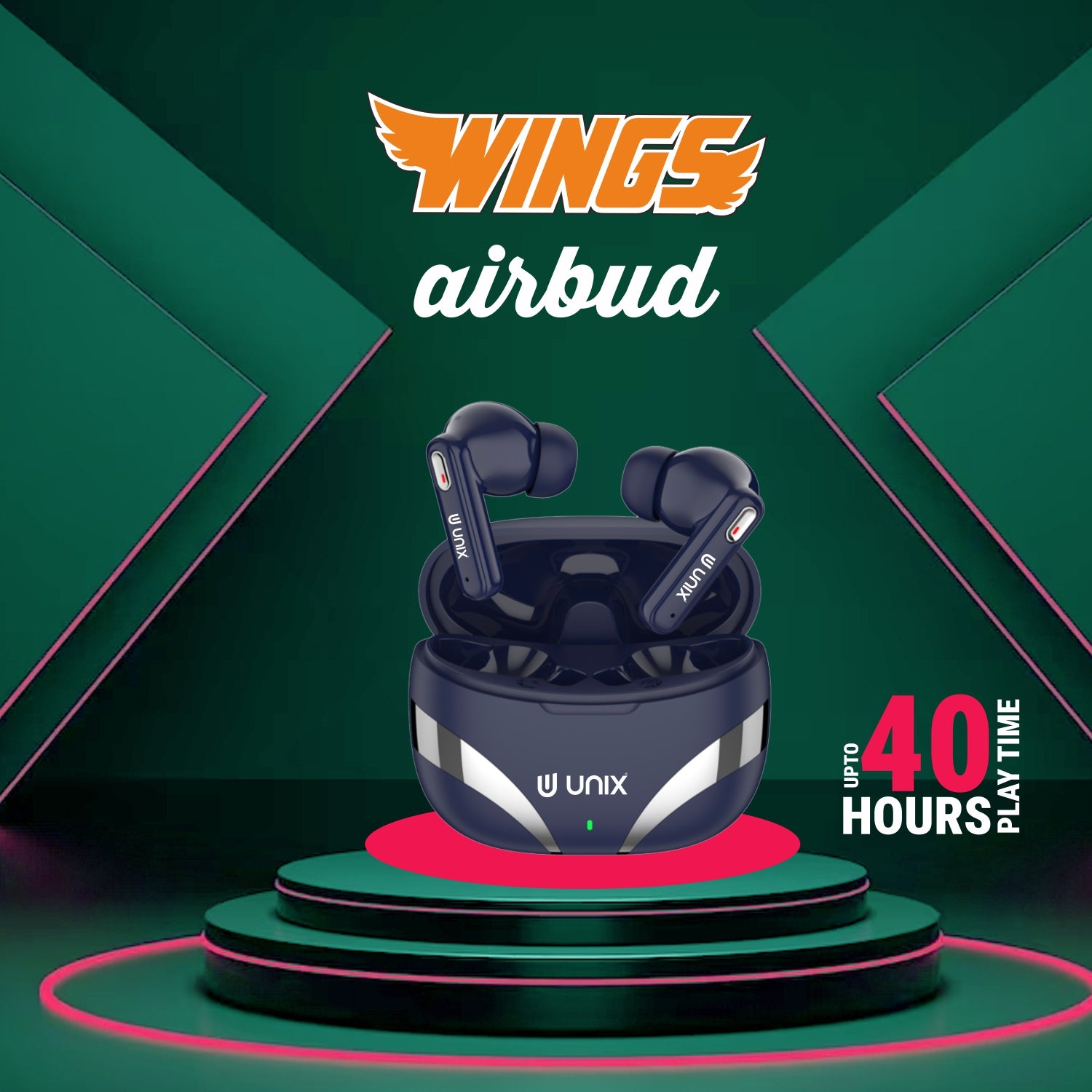 Unix UX-W4 Wings Airbus -Premium Sound and upto 40 Hours Play Time