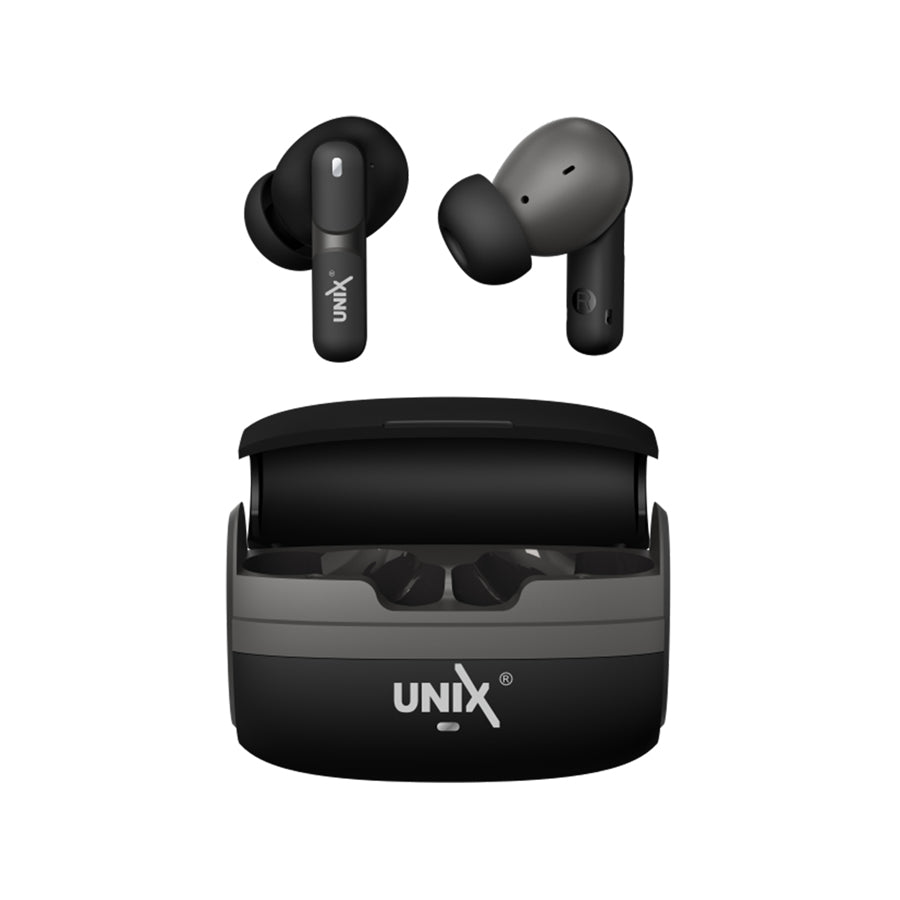 Unix UX-111 Aerobeat Wireless Earbuds | HD Sound, Long Battery Life Black front