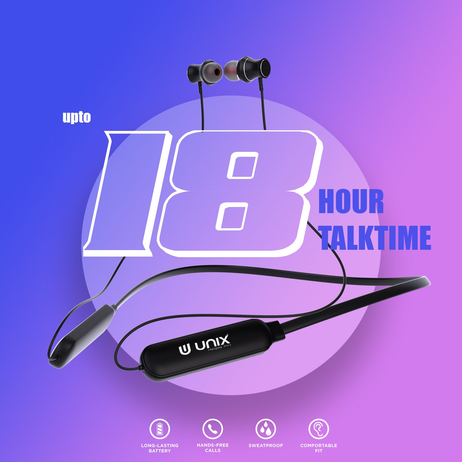 Unix UX-MX2 Supreme Wireless Neckband - Experience ultimate wireless freedom