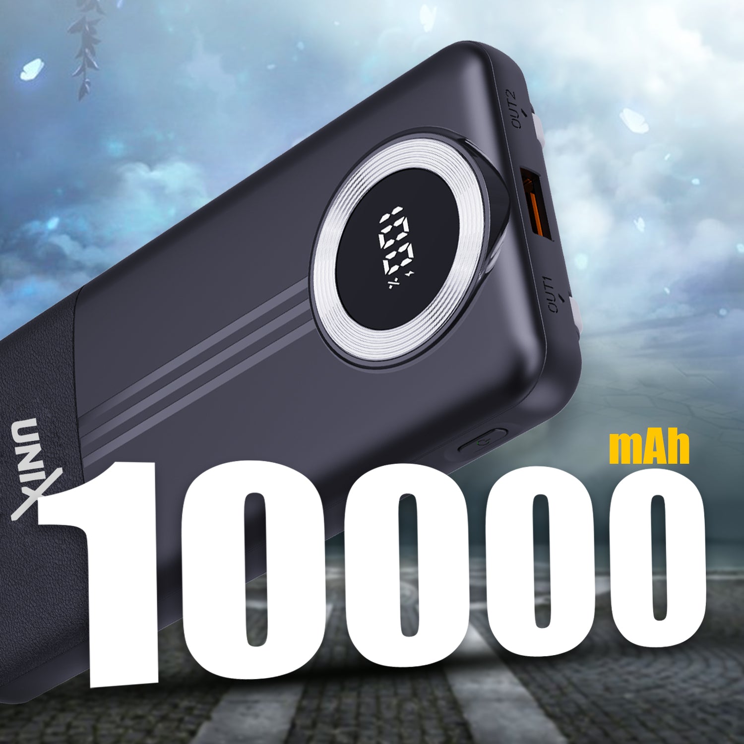 UNIX Ux-1534 Power Bank – 10000mAh, 22.5W Power Delivery, Dual Inbuilt Cables, Digital Display