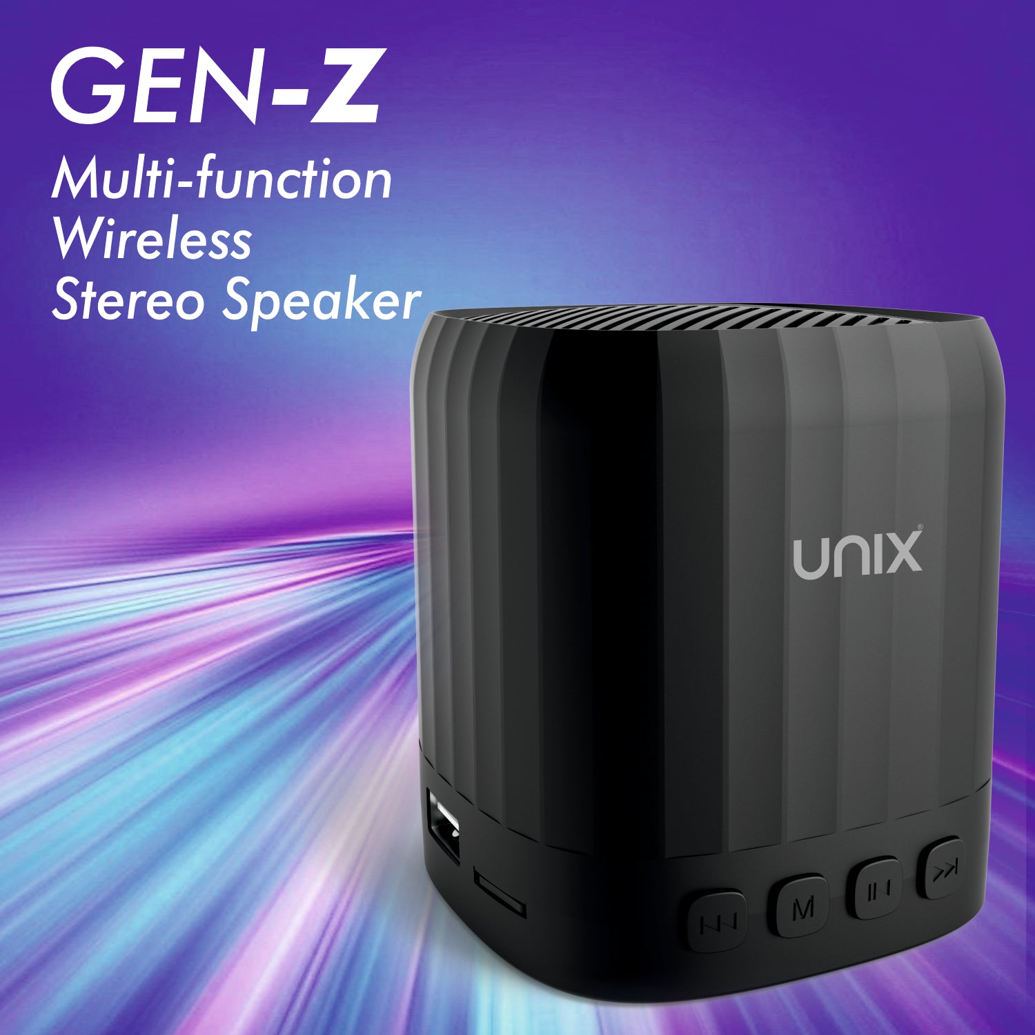 UNIX Gen-Z Mini Bluetooth Speaker äóñ Compact Design, 5W Stereo Sound - Unixindia.