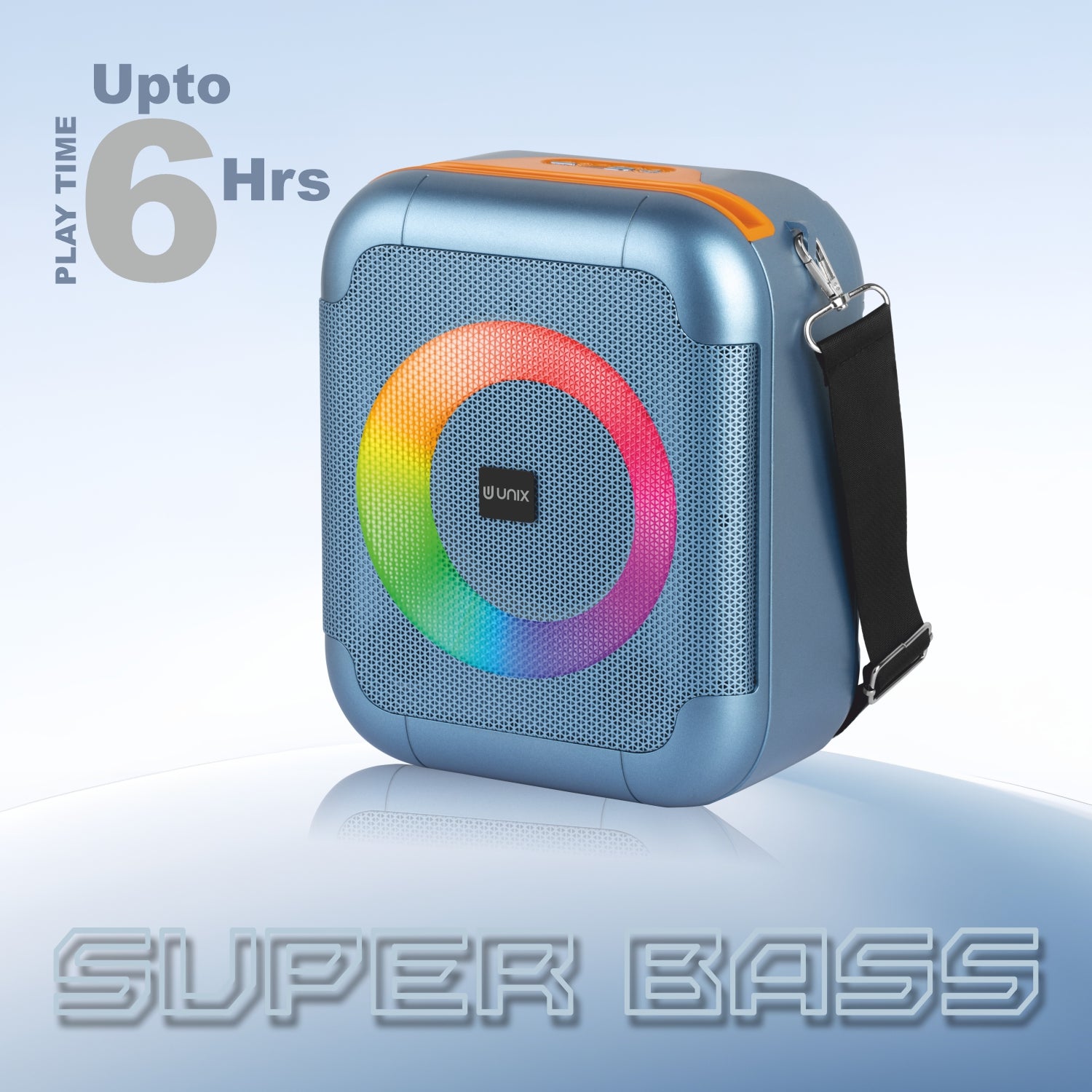 UNIX Q Box XB-U66 – 20W RGB Wireless Speaker with TWS, Super Bass & 15H Playtime