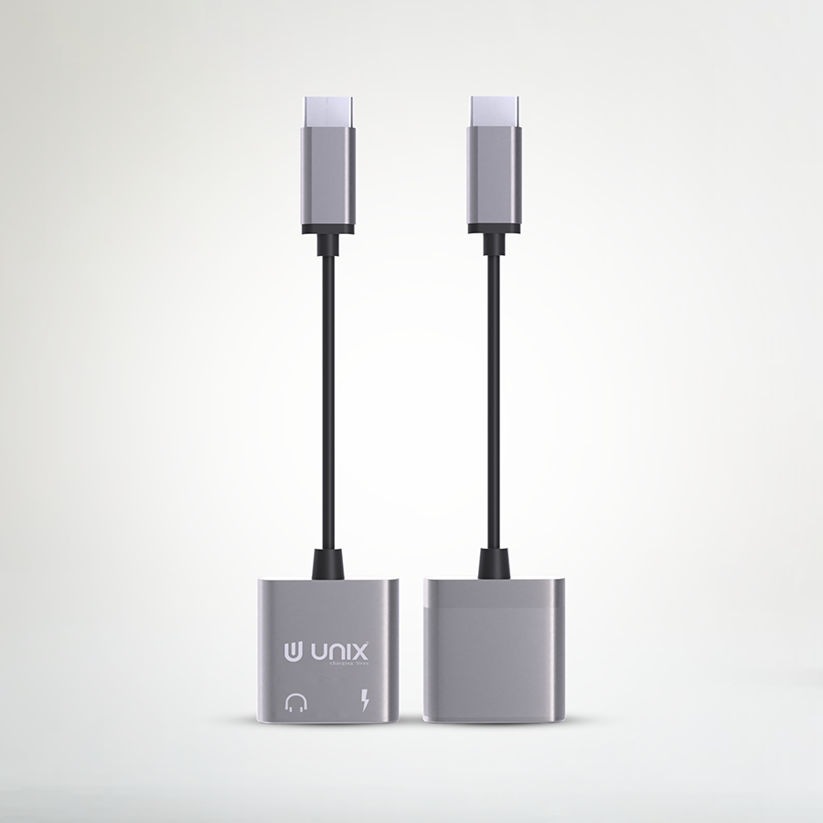 Unix UX-SC20 Wire HF/Charging Connector | 2-in-1 Type-C Aux + Charging Splitter - Unixindia.