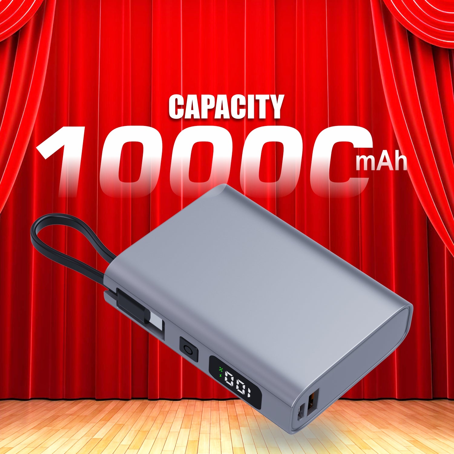 10000mAh Battery Capacity äóñ Reliable power for multiple device charges.