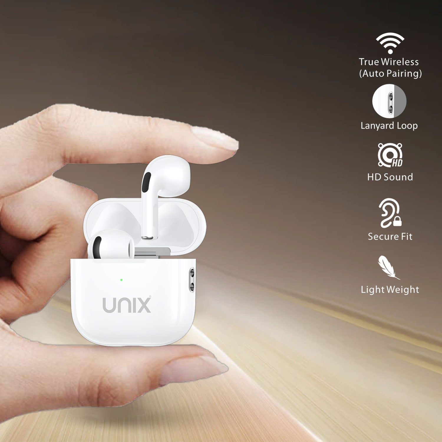 UNIX UX-3000 TWS Earbuds – 38-Hour Playtime, Clear Sound & Compact Stylish Design