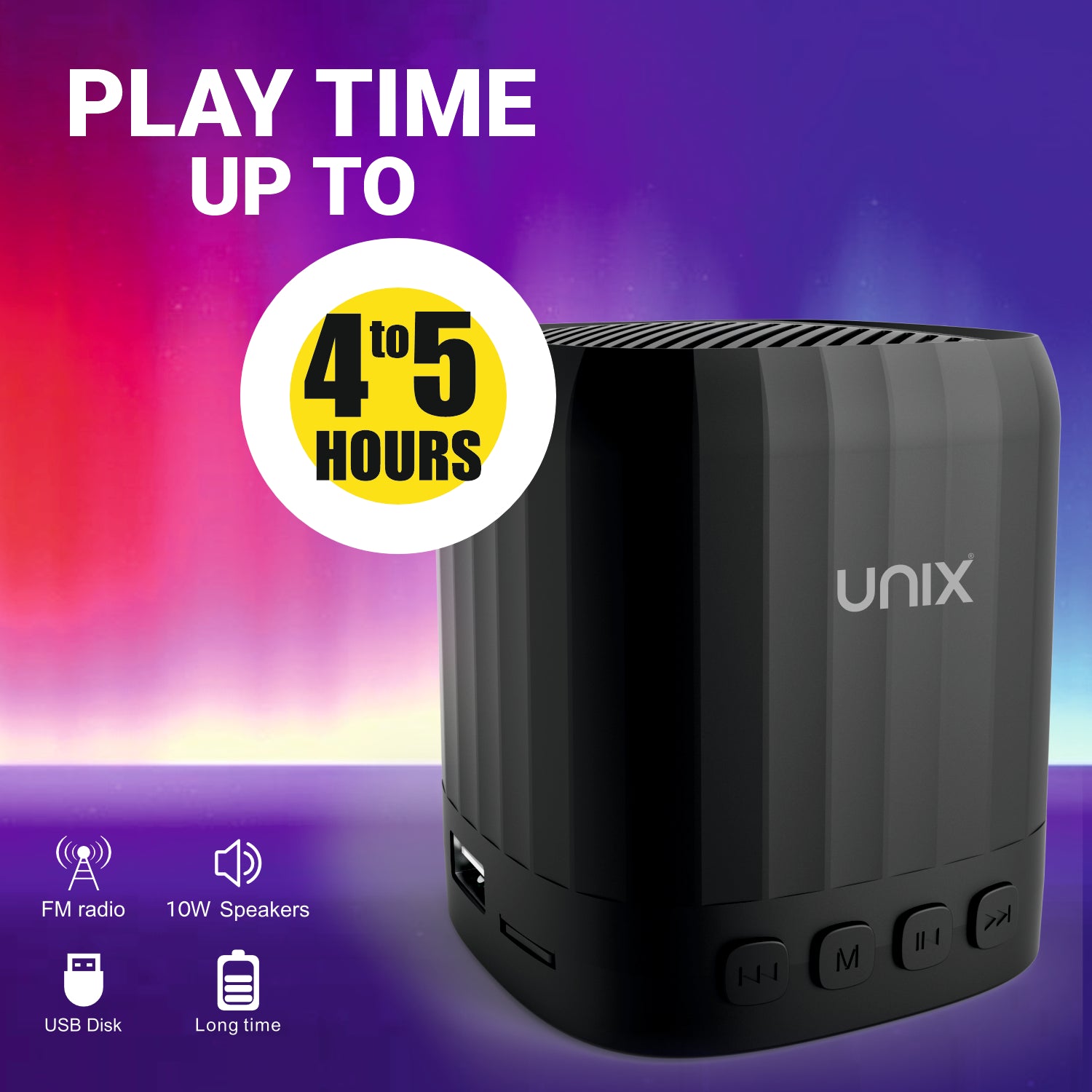 UNIX Gen-Z Mini Bluetooth Speaker äóñ Compact Design, 5W Stereo Sound - Unixindia.